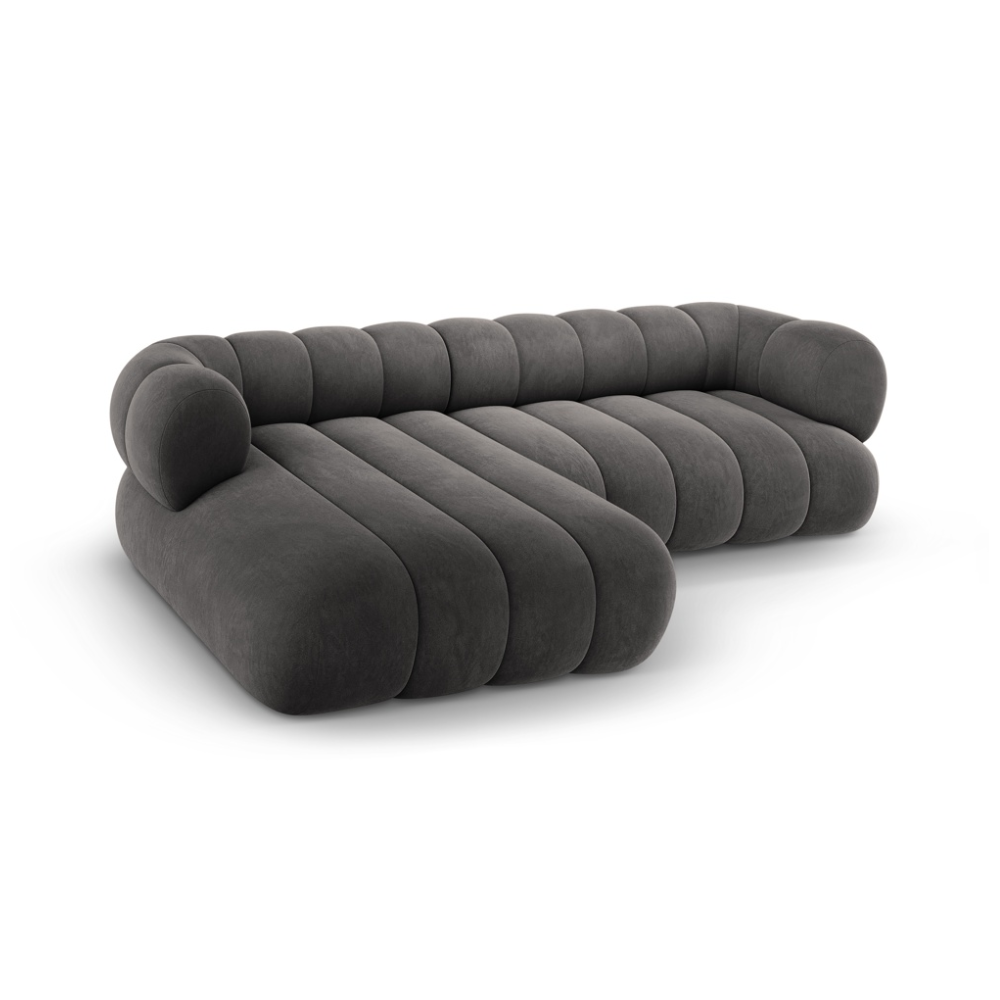 Samt-Ecksofa für 5 Personen links KOGE dunkelgrau
