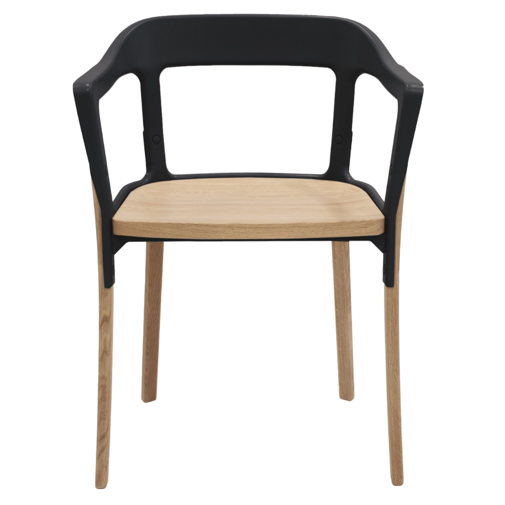 STEELWOOD Stuhl Buchenholz mit schwarzer Rückenlehne