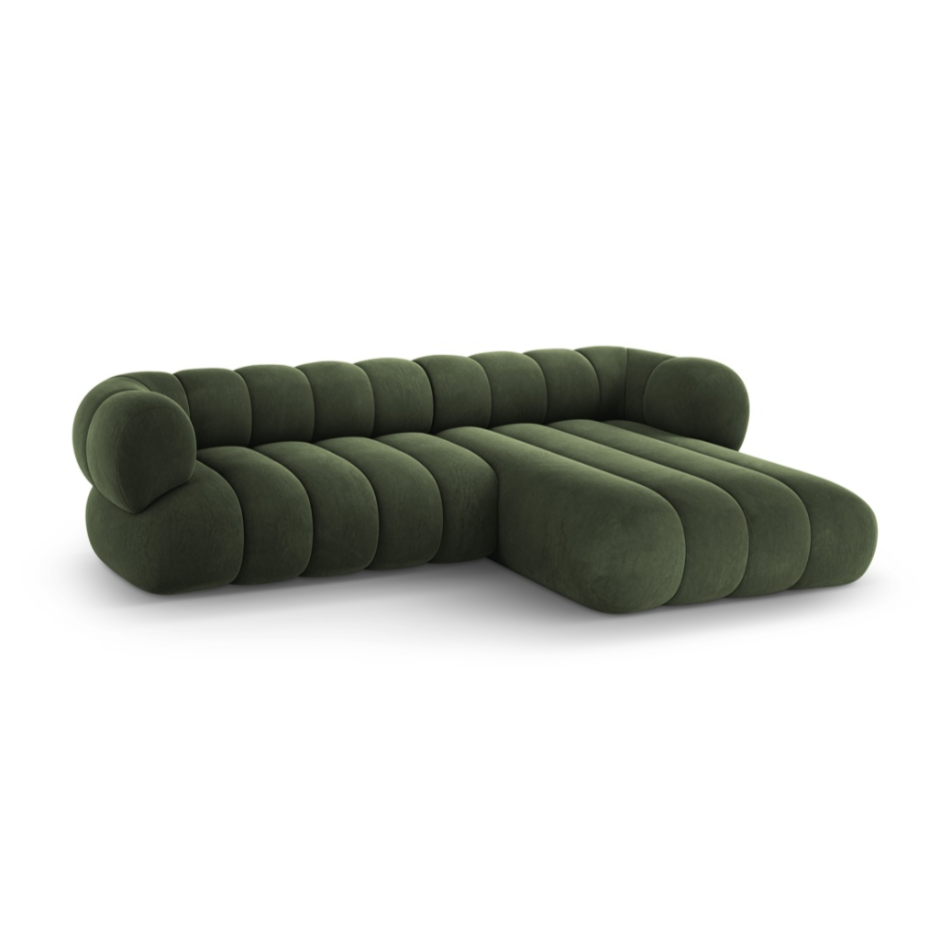 Samt-Ecksofa für 5 Personen rechts KOGE grün