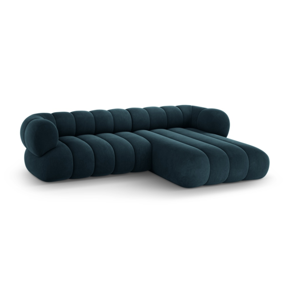 Velvet corner sofa for 5 people right-facing KOGE petrol