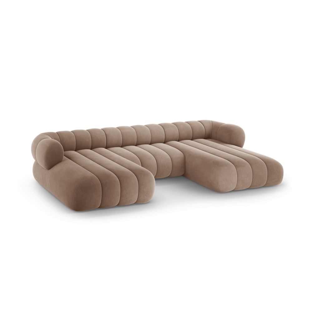 KOGE dark beige velvet panoramic sofa for 6 people