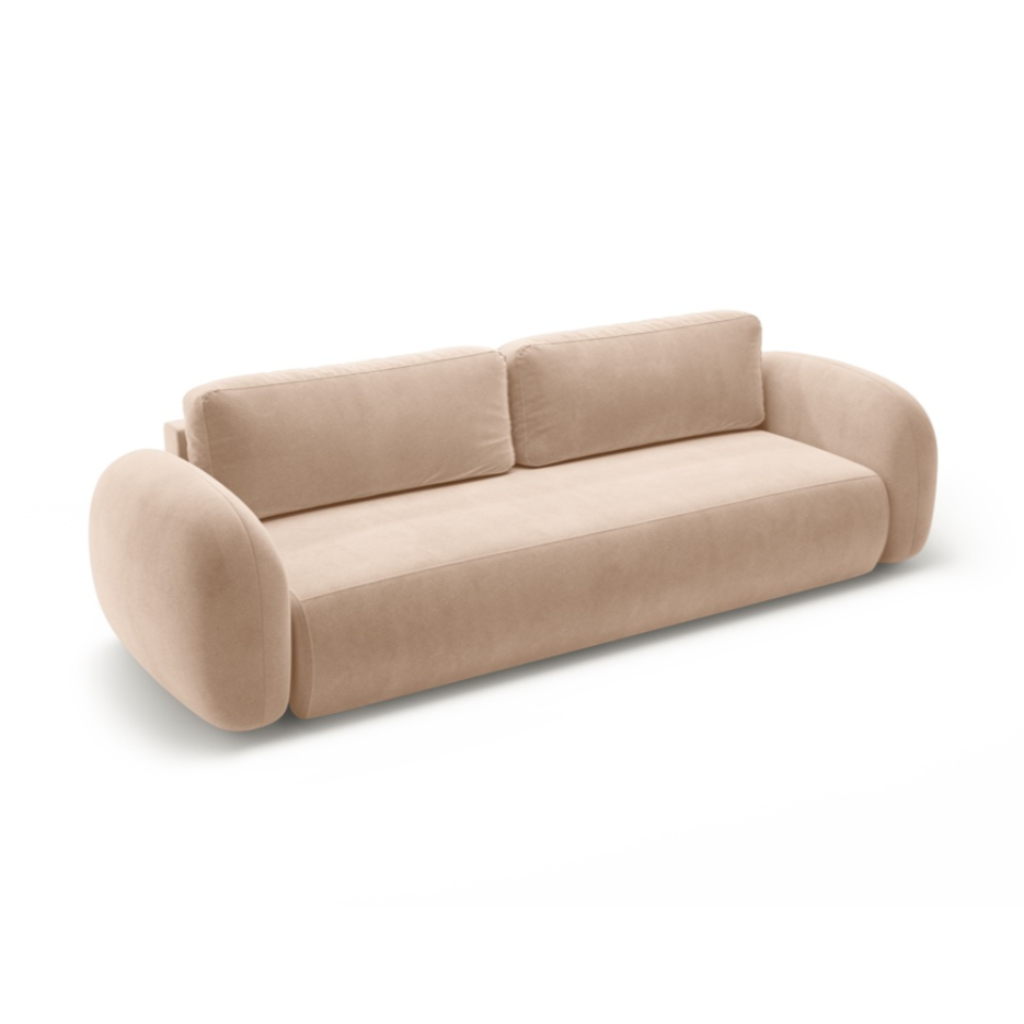Velvet sofa with sleeping function for 3 people TONALE beige