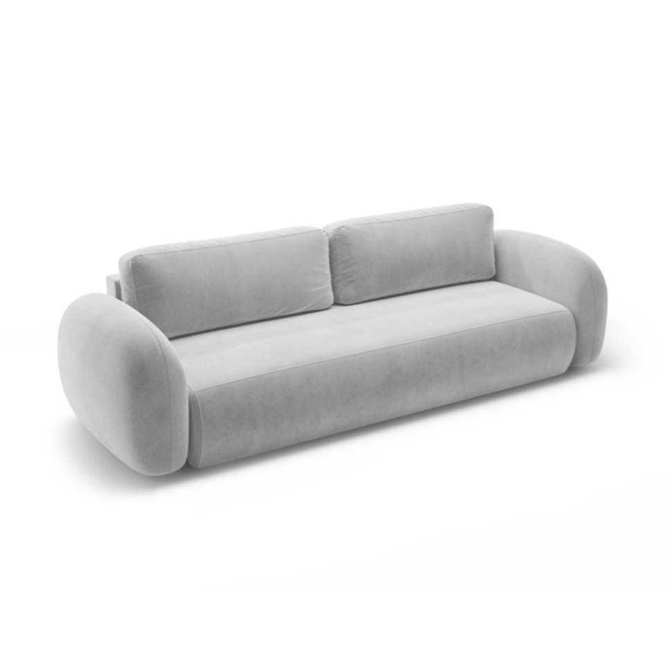Velvet sofa with sleeping function for 3 people TONALE light gray