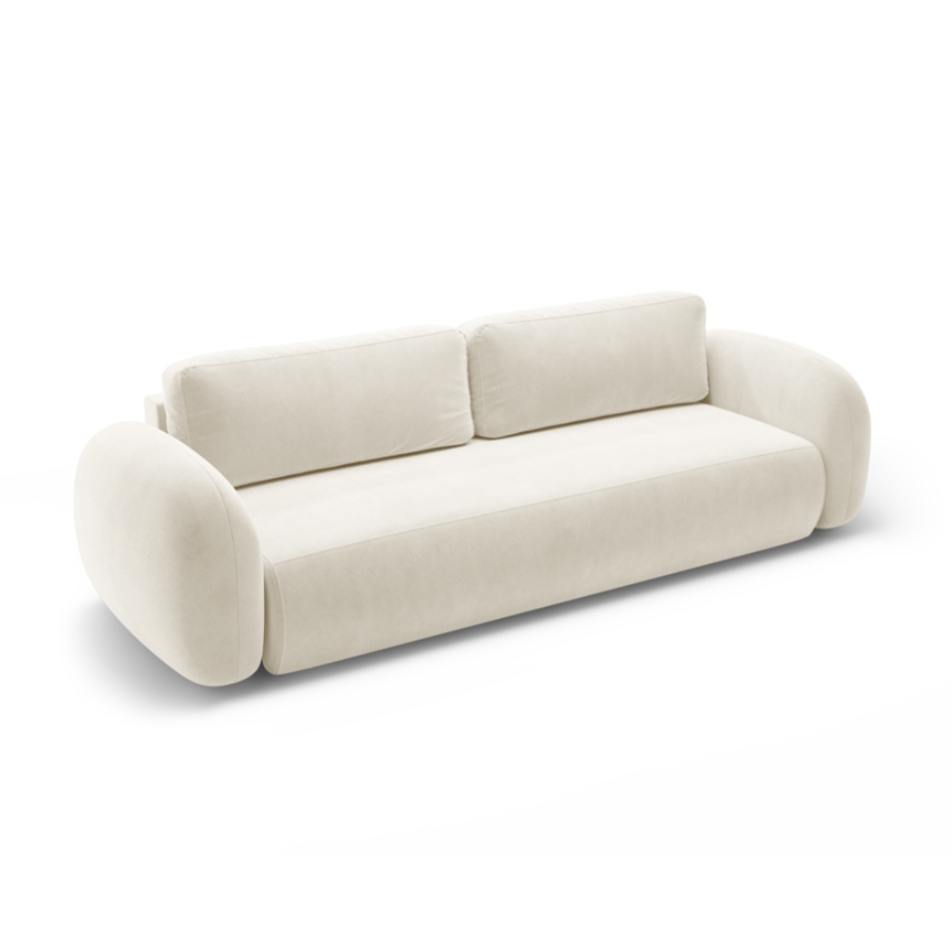 Velvet sofa with sleeping function for 3 people TONALE cream