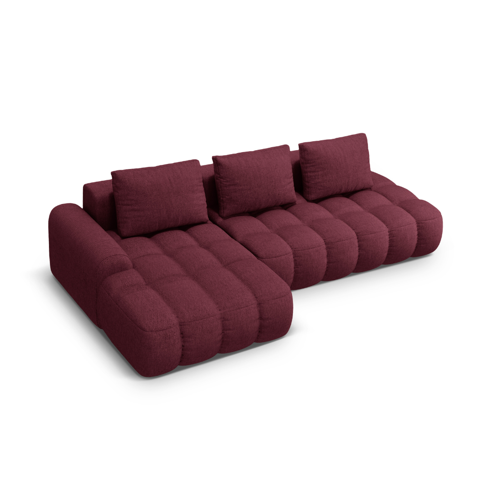 Left-sided corner sofa bed for 3 people LINZ burgundy