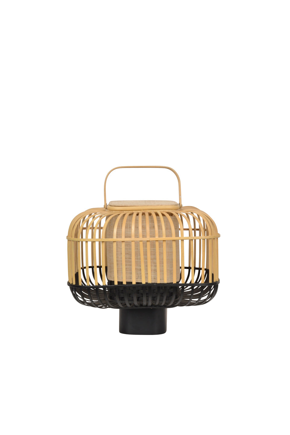 Quadratische Tischlampe Bambusschwarz