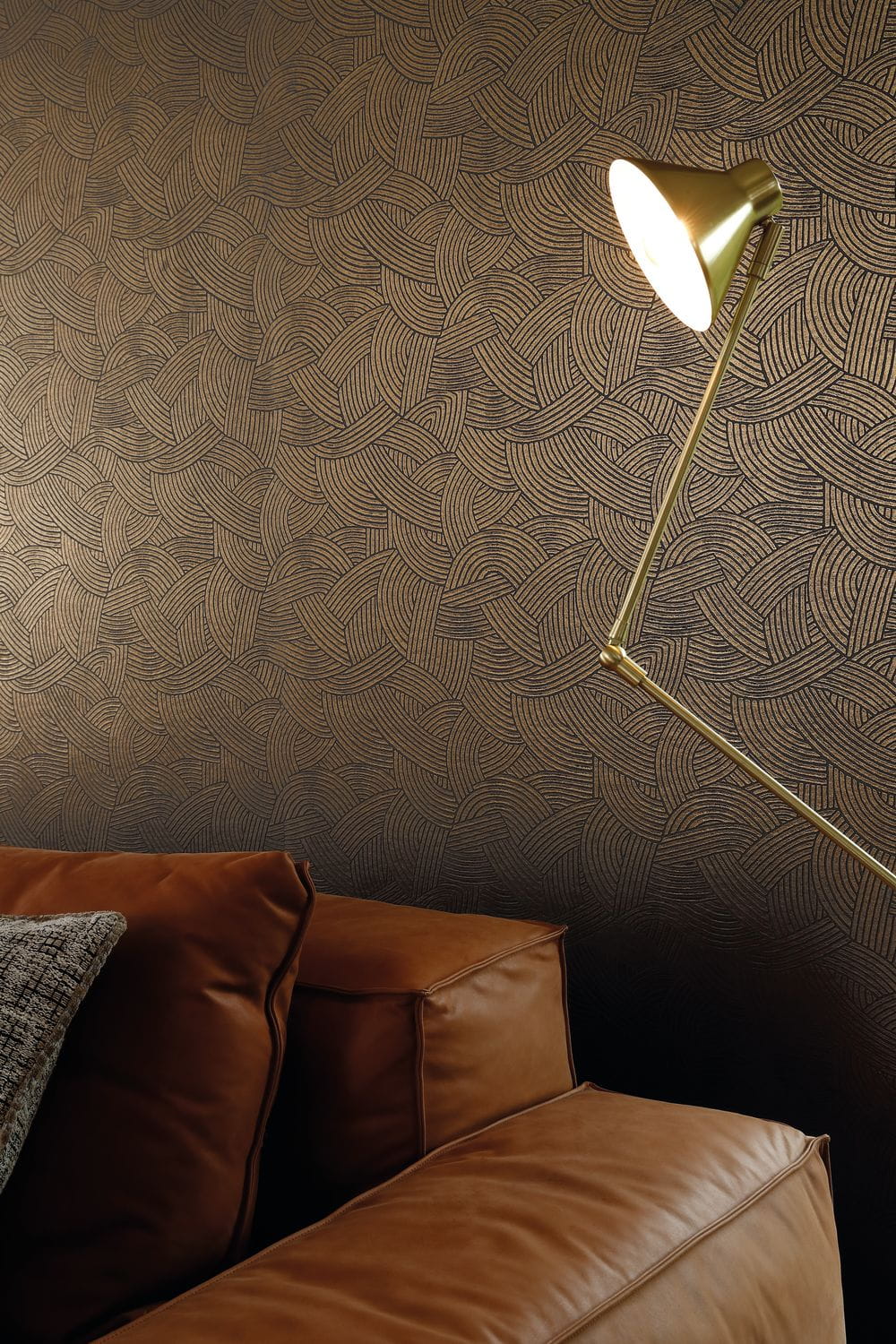 Metallic 3D Structural Wallpaper with Geometric Pattern ASSOUAN - BEIGE
