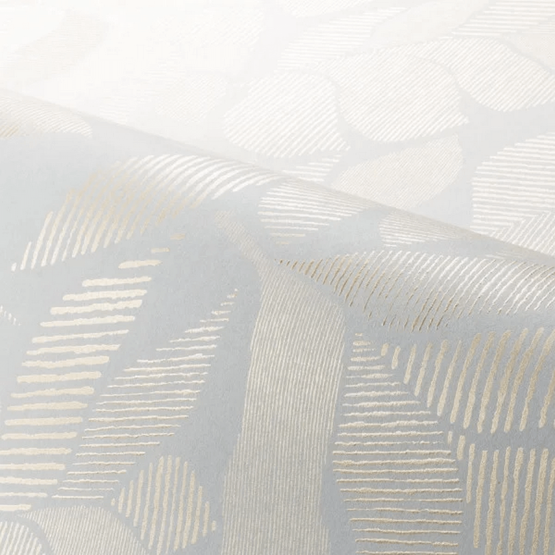 Tapete mit Pflanzenmotiv von Palmenblättern mit metallic Effekt LONTARA - BLANC/DORÉ weiß mit beige