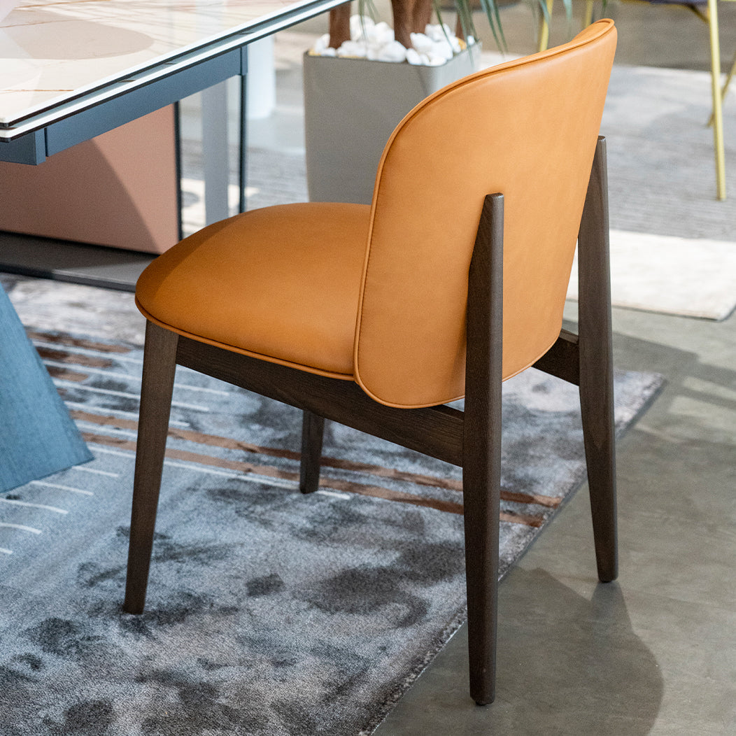ABREY upholstered chair with walnut base