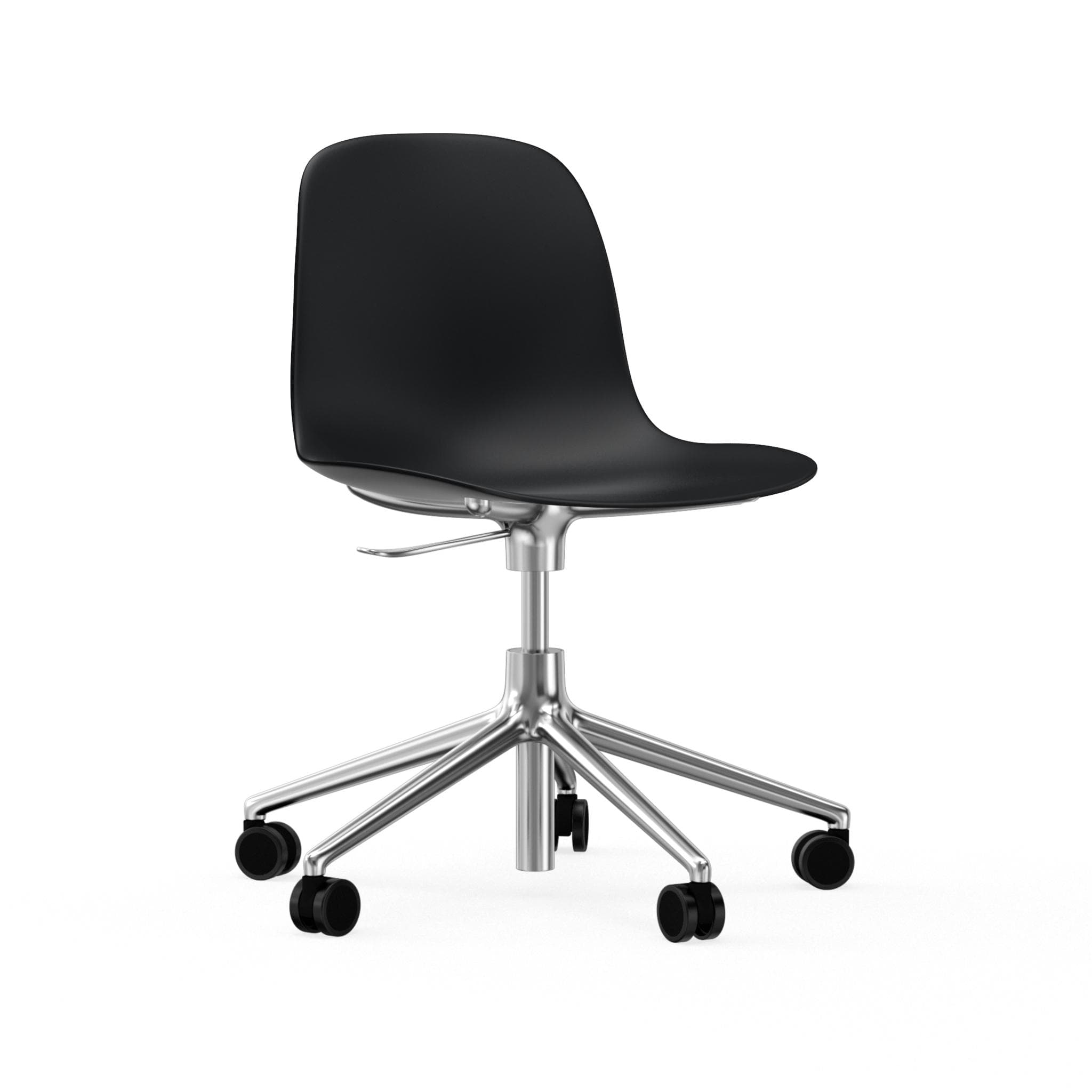 Office Chair mit einstellbaren Formularen 5W schwarz mit einer Aluminiumbasis auf Rädern