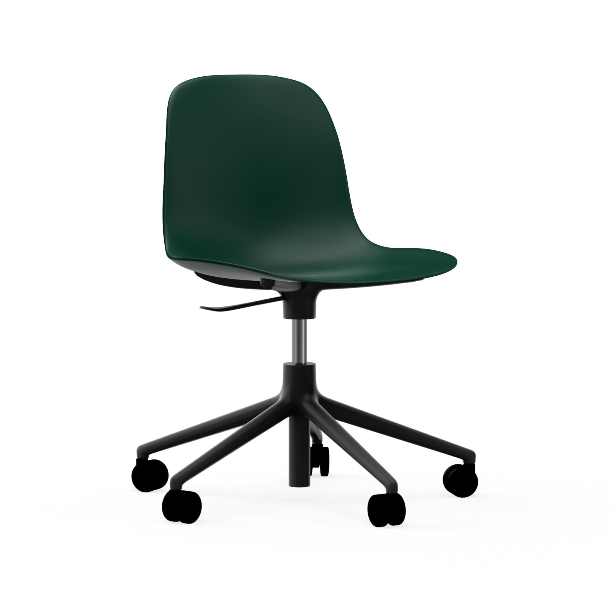 Office Stuhl mit einstellbaren Formularen 5W grün mit einer schwarzen Basis auf Rädern