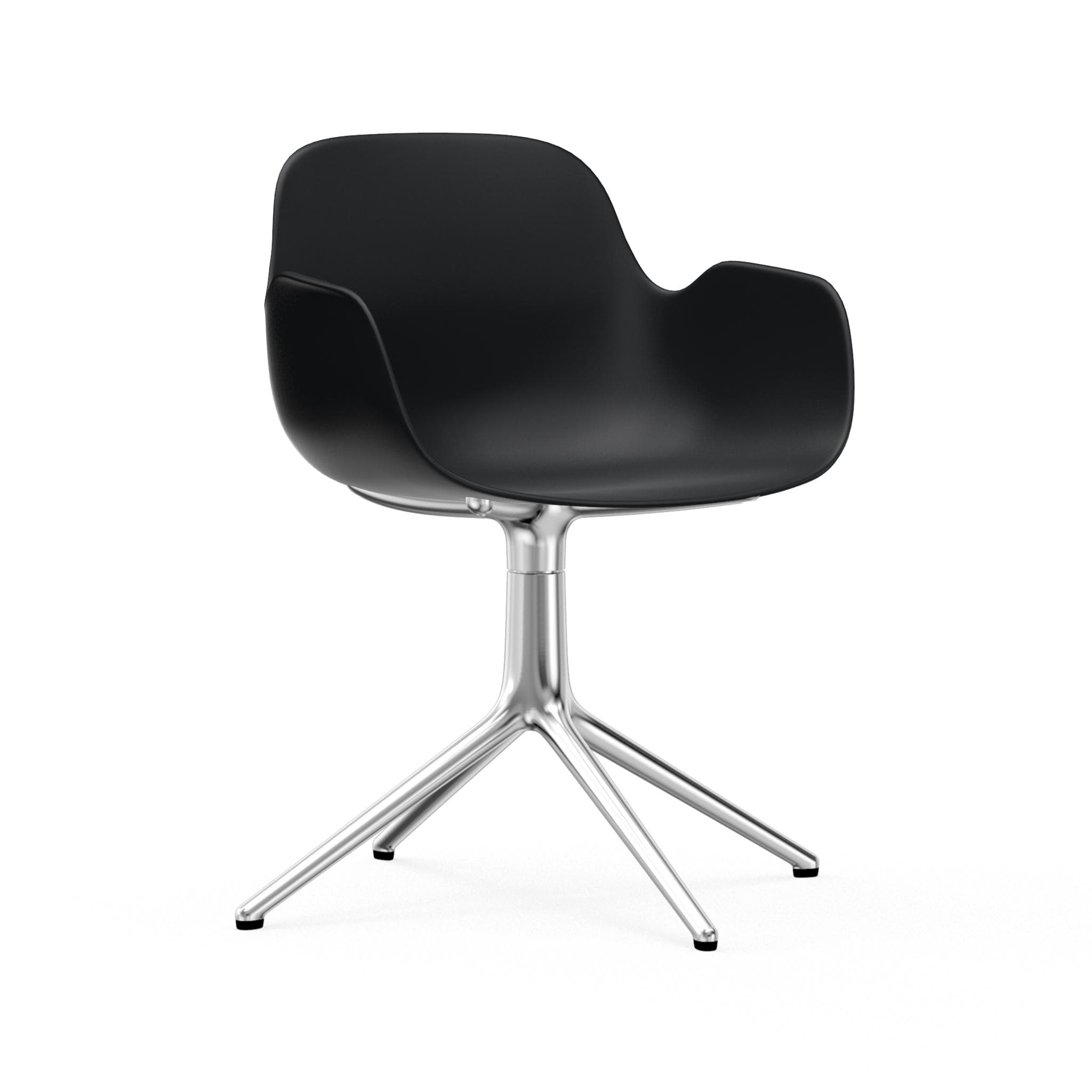 Office Chair mit 4L -schwarzen Armlehnen mit einer Aluminiumbasis