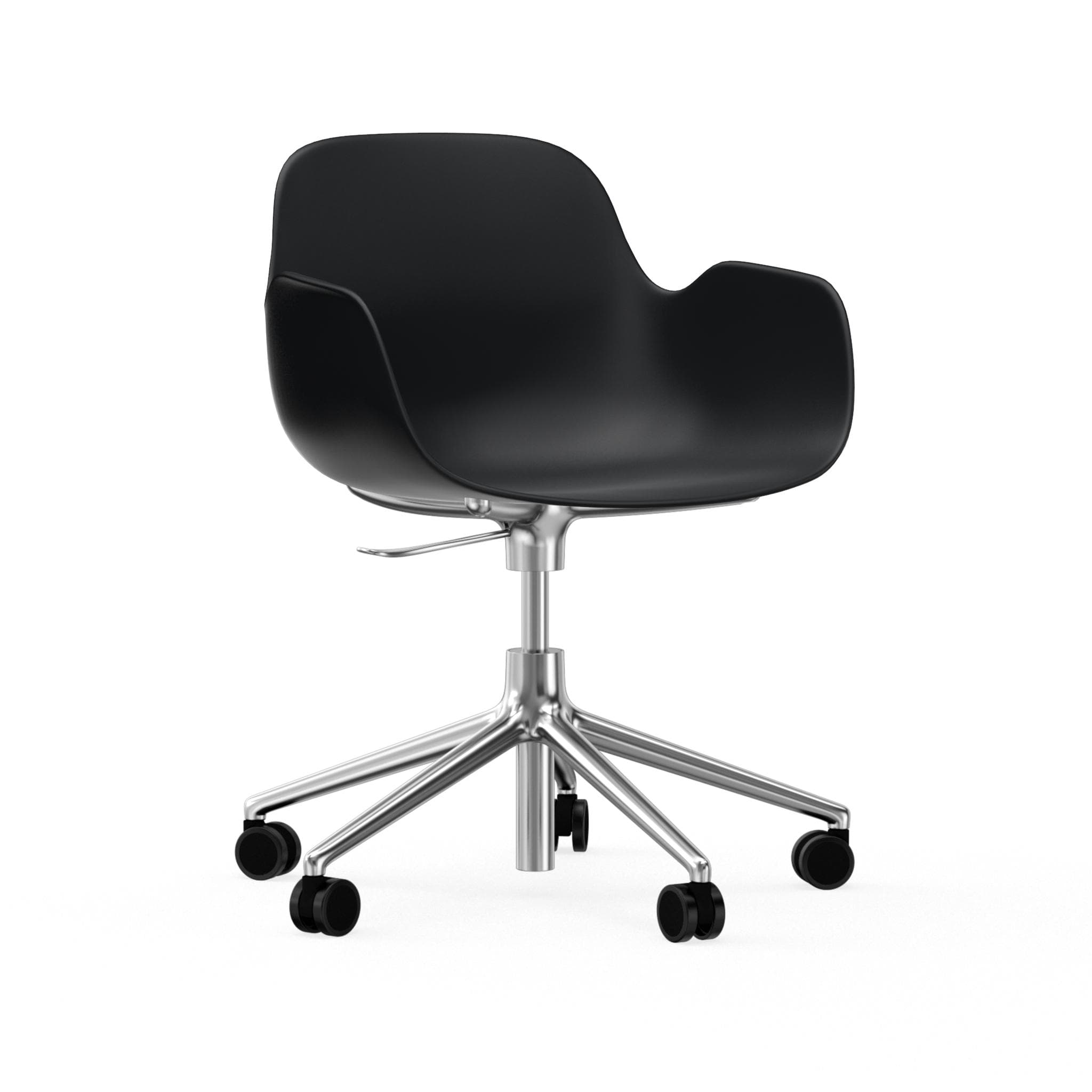 Bürostuhl mit Armlehnen mit einstellbaren 5W -Formen schwarz mit einer Aluminiumbasis