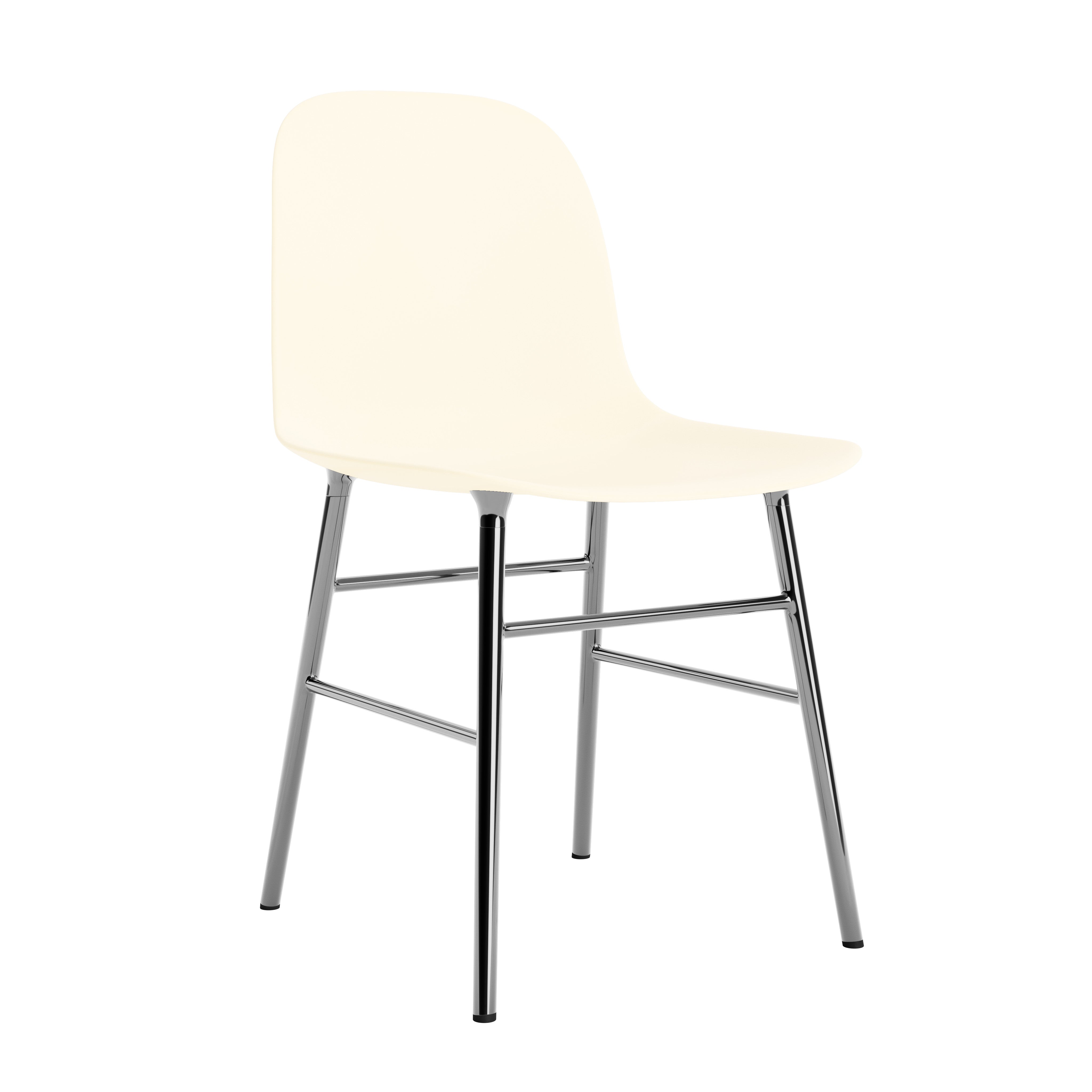 Chair of a cream forms with a chrome base