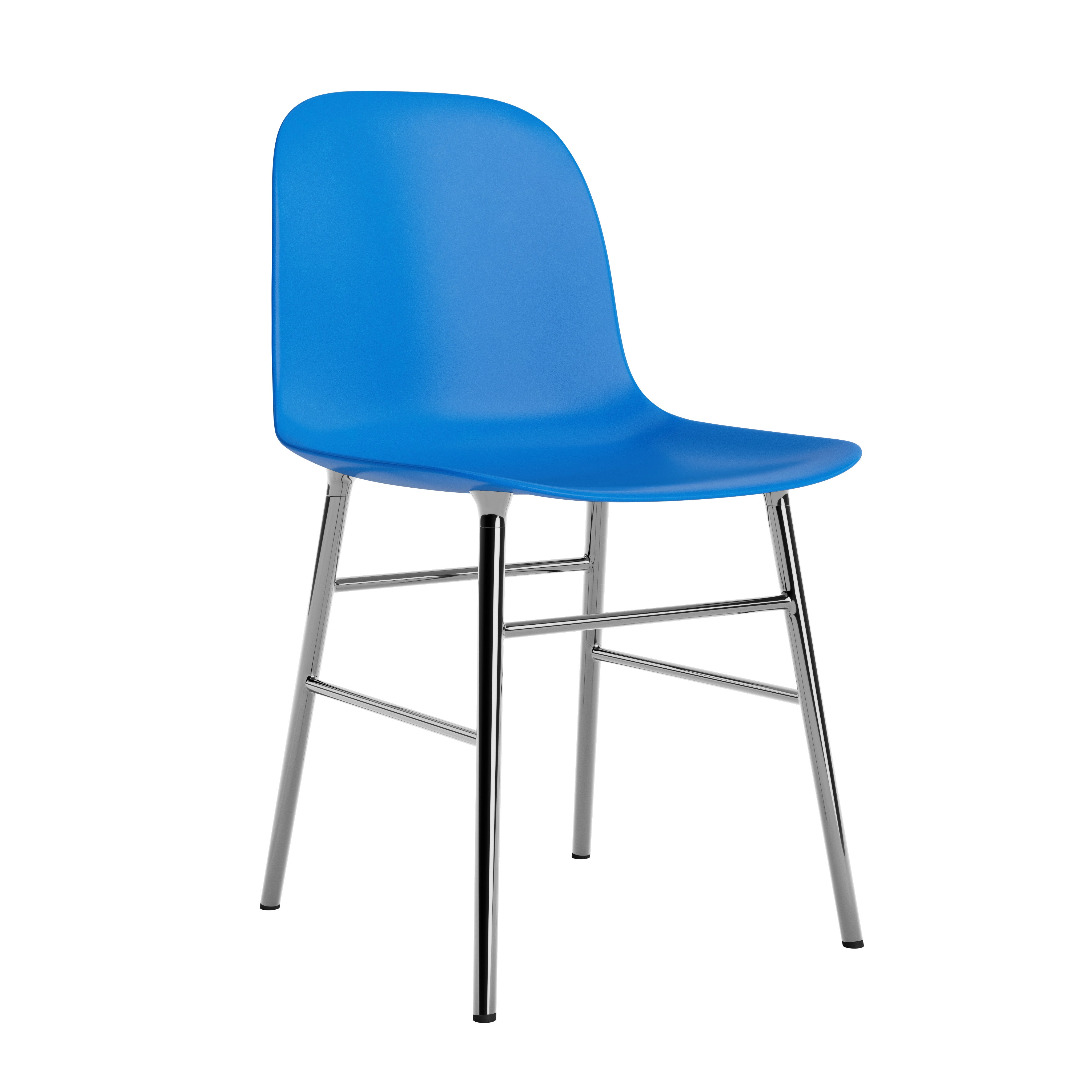 Chair of Forms Live blue with a chrome base