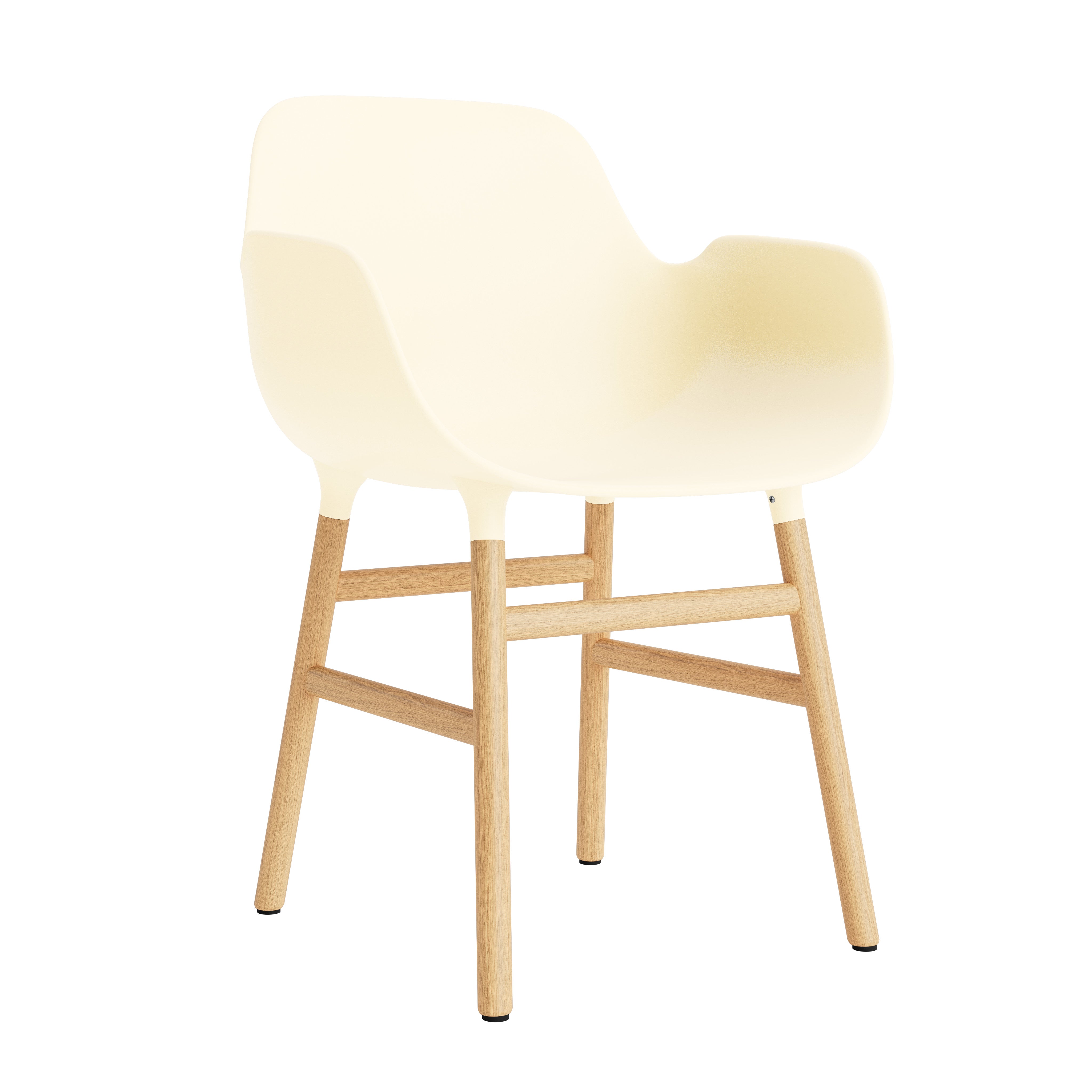 Chair with armrests of a cream forms with an oak base