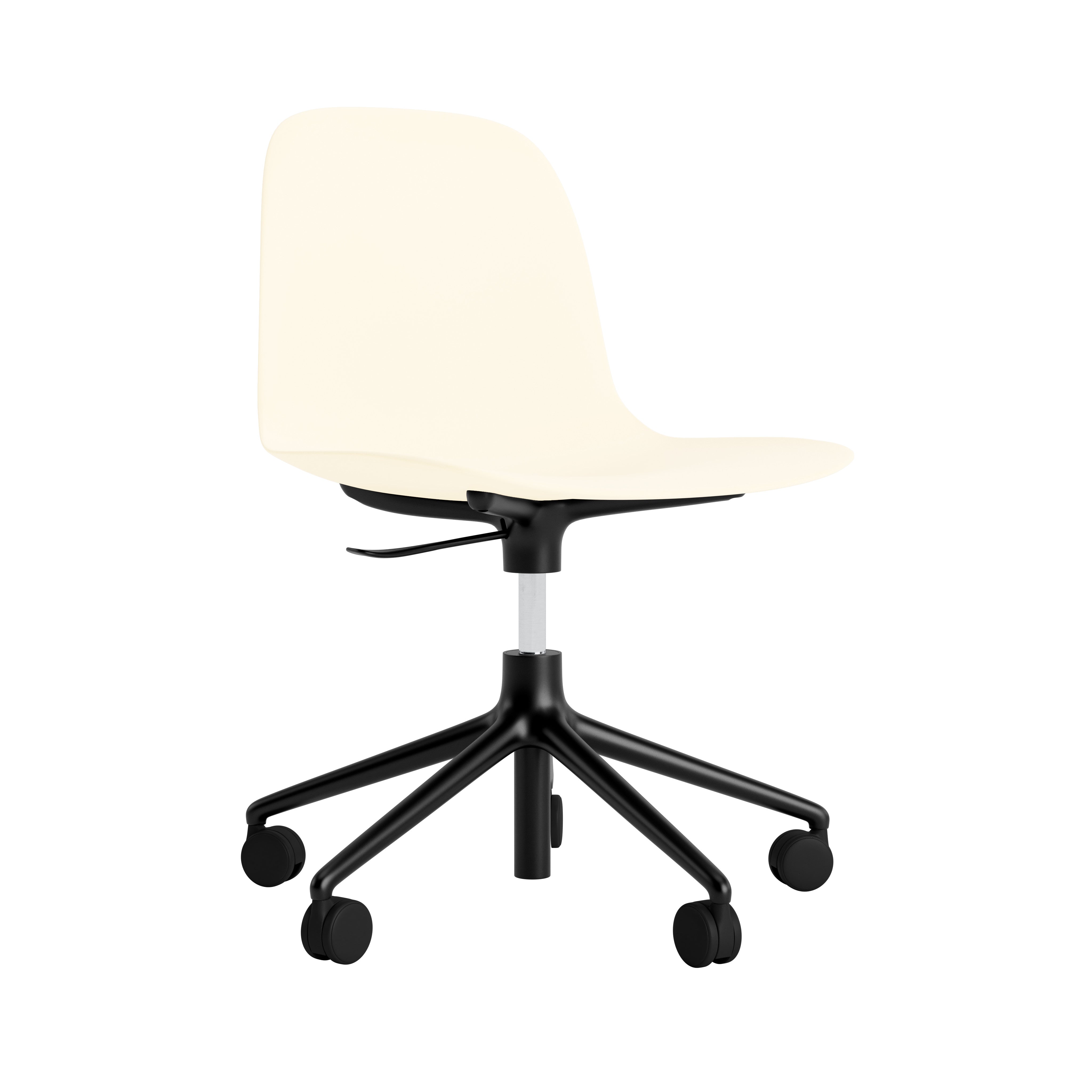 Bürostuhl mit einstellbaren Formularen 5W -Creme mit einer schwarzen Basis auf Rädern