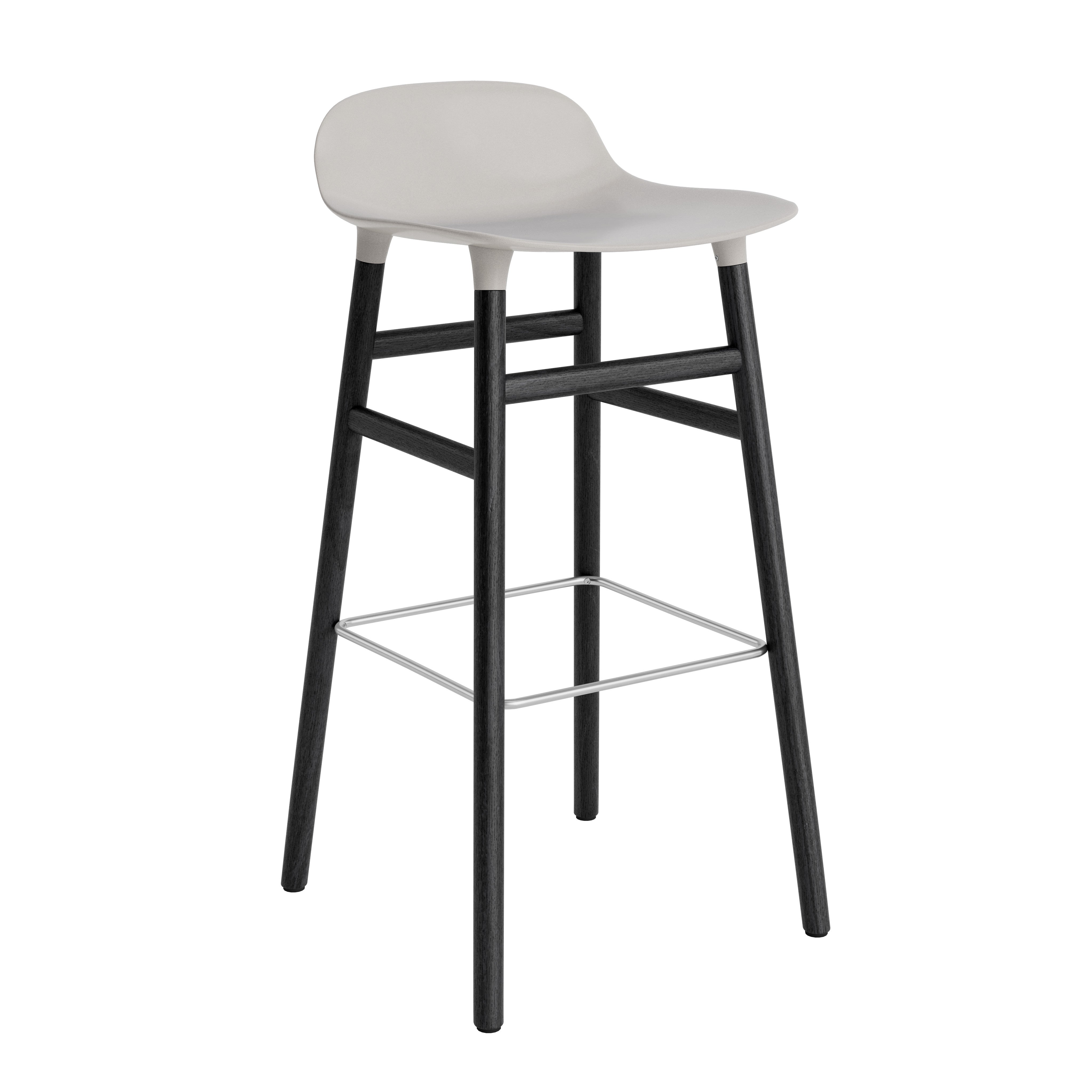 Hocker forms warm gray with a black oak base