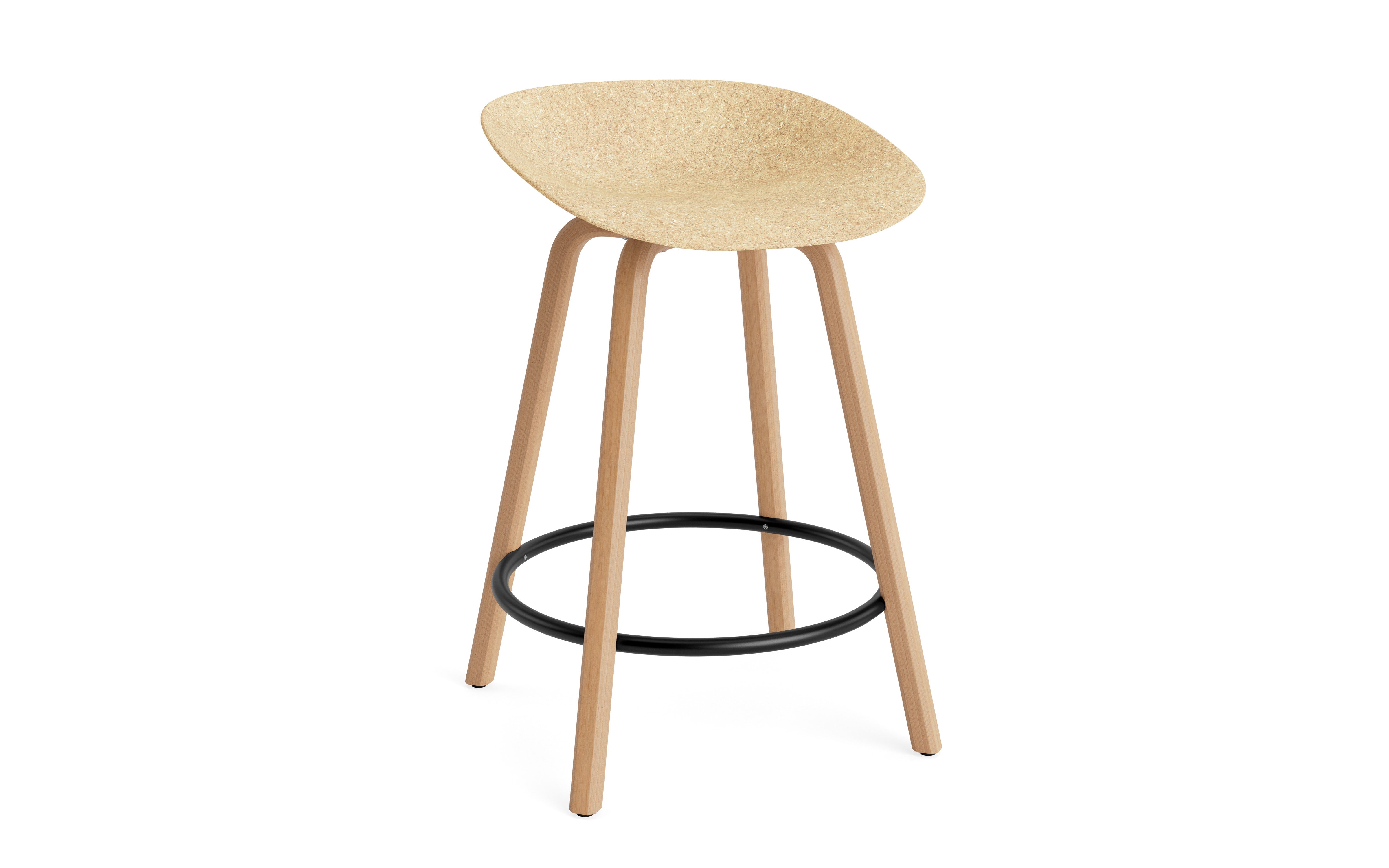 Bar Stuhl Mat Beige mit Buchenbasis