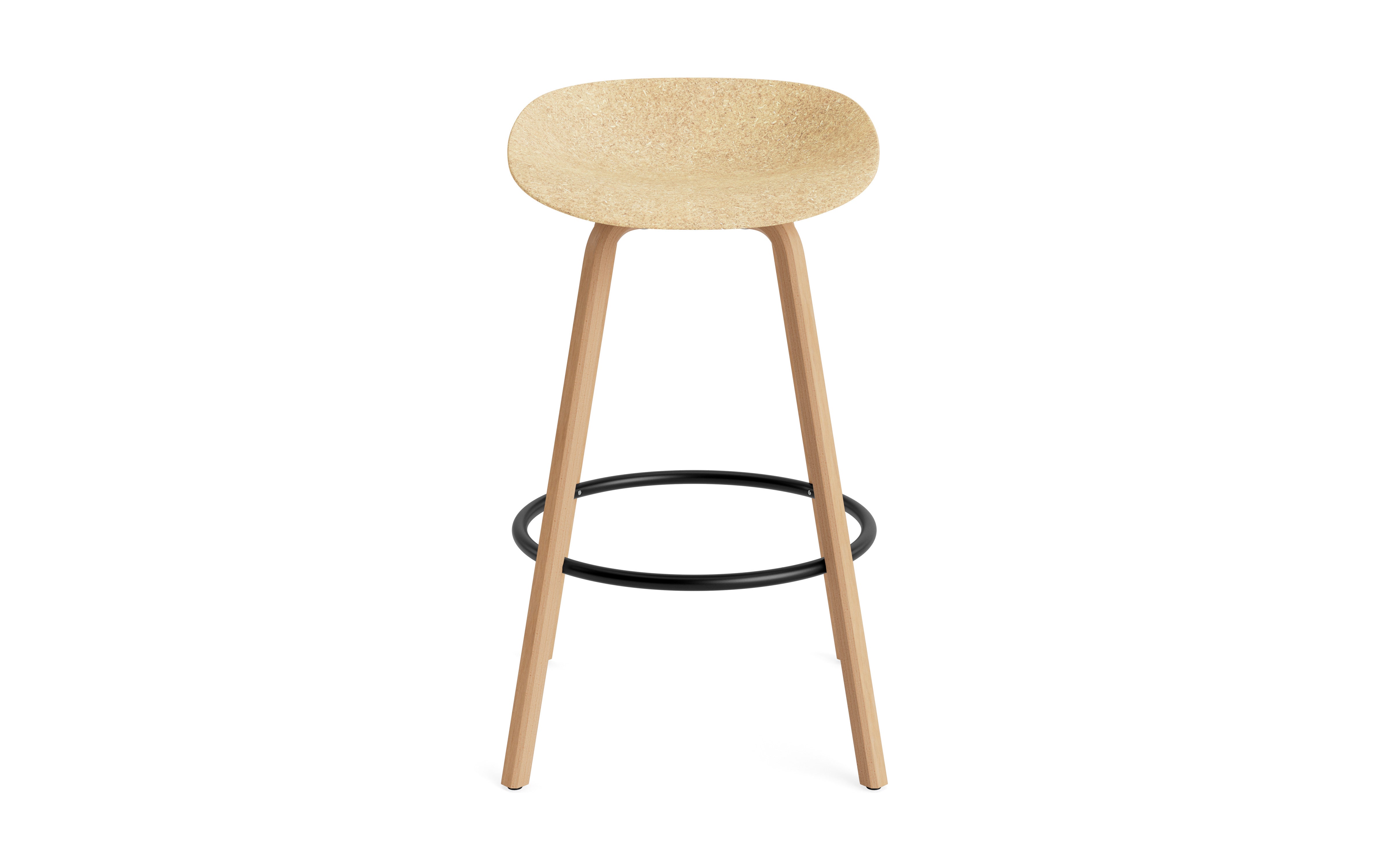Bar Stuhl Mat Beige mit Buchenbasis