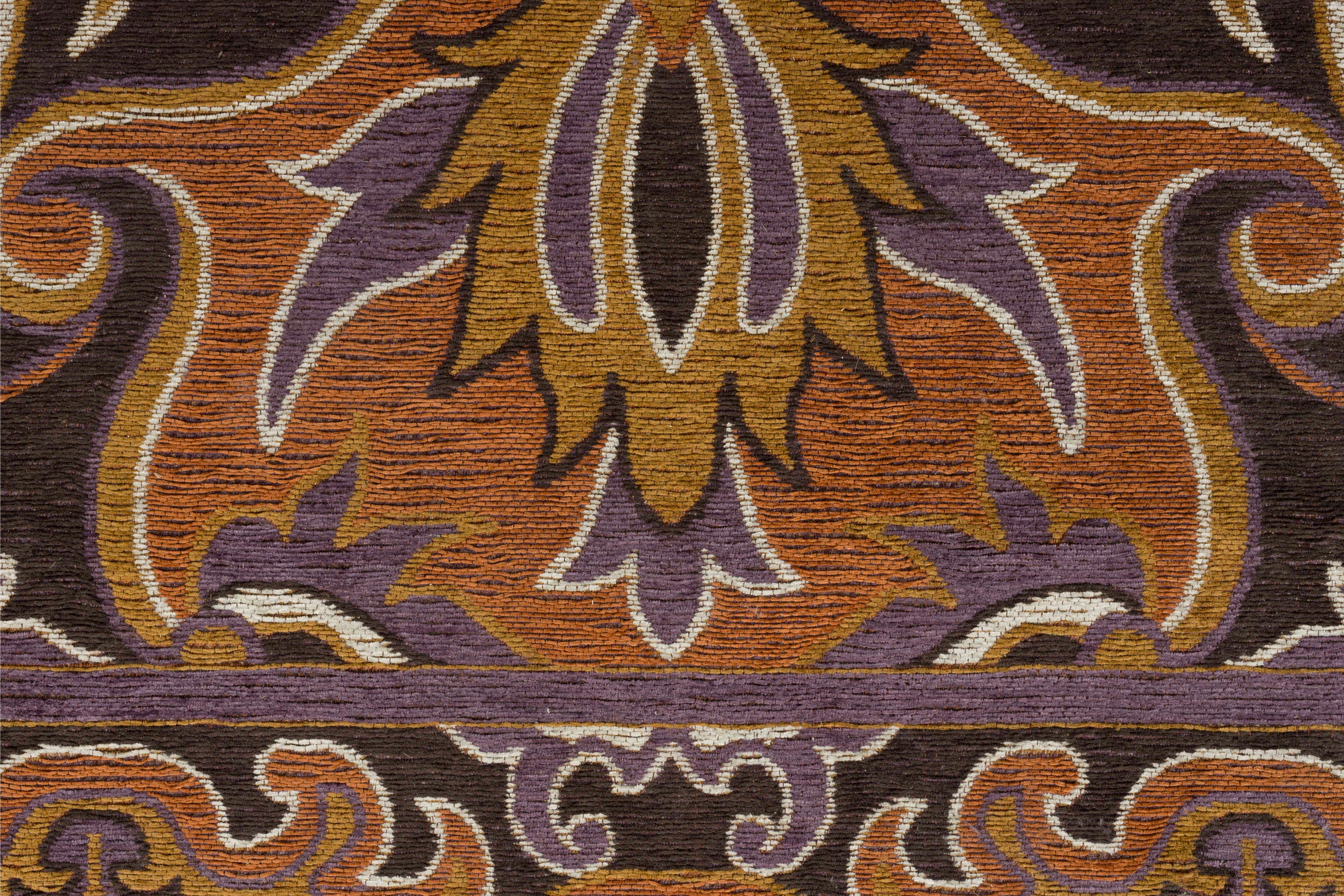 BASHMIRA rug in orange with brown