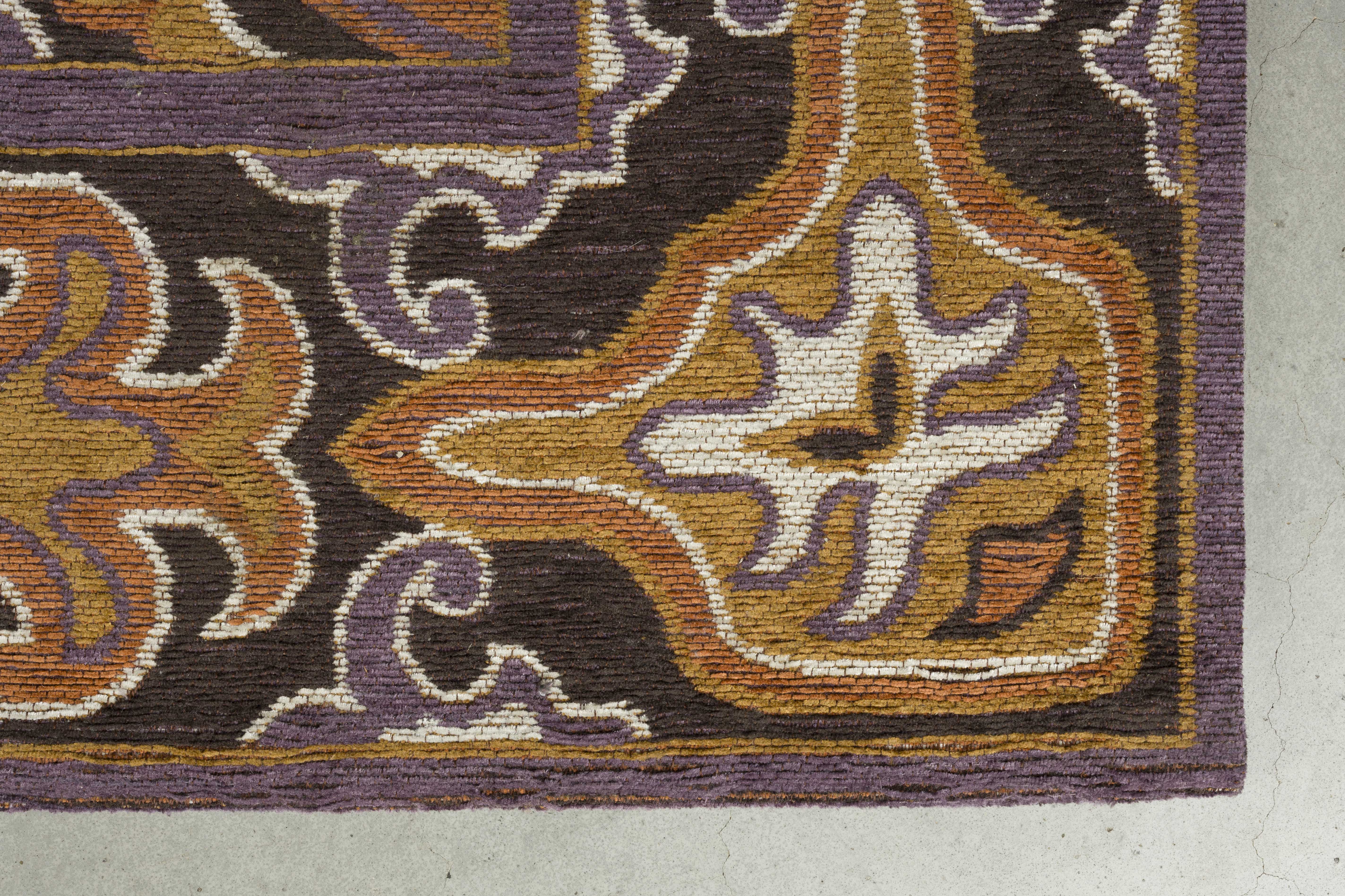 BASHMIRA rug in orange with brown