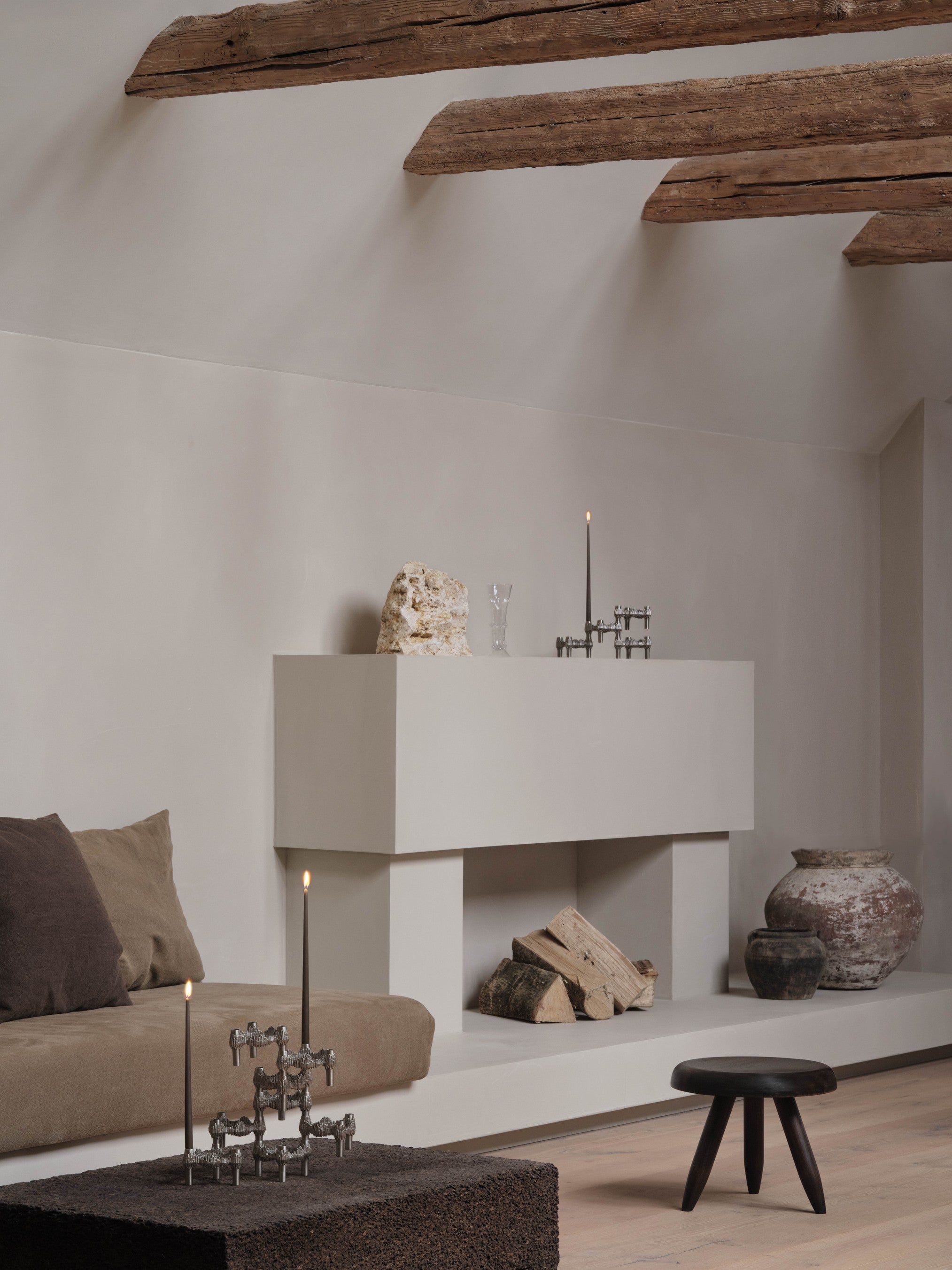 QUIST Brushed Chrome Candle Holder Set