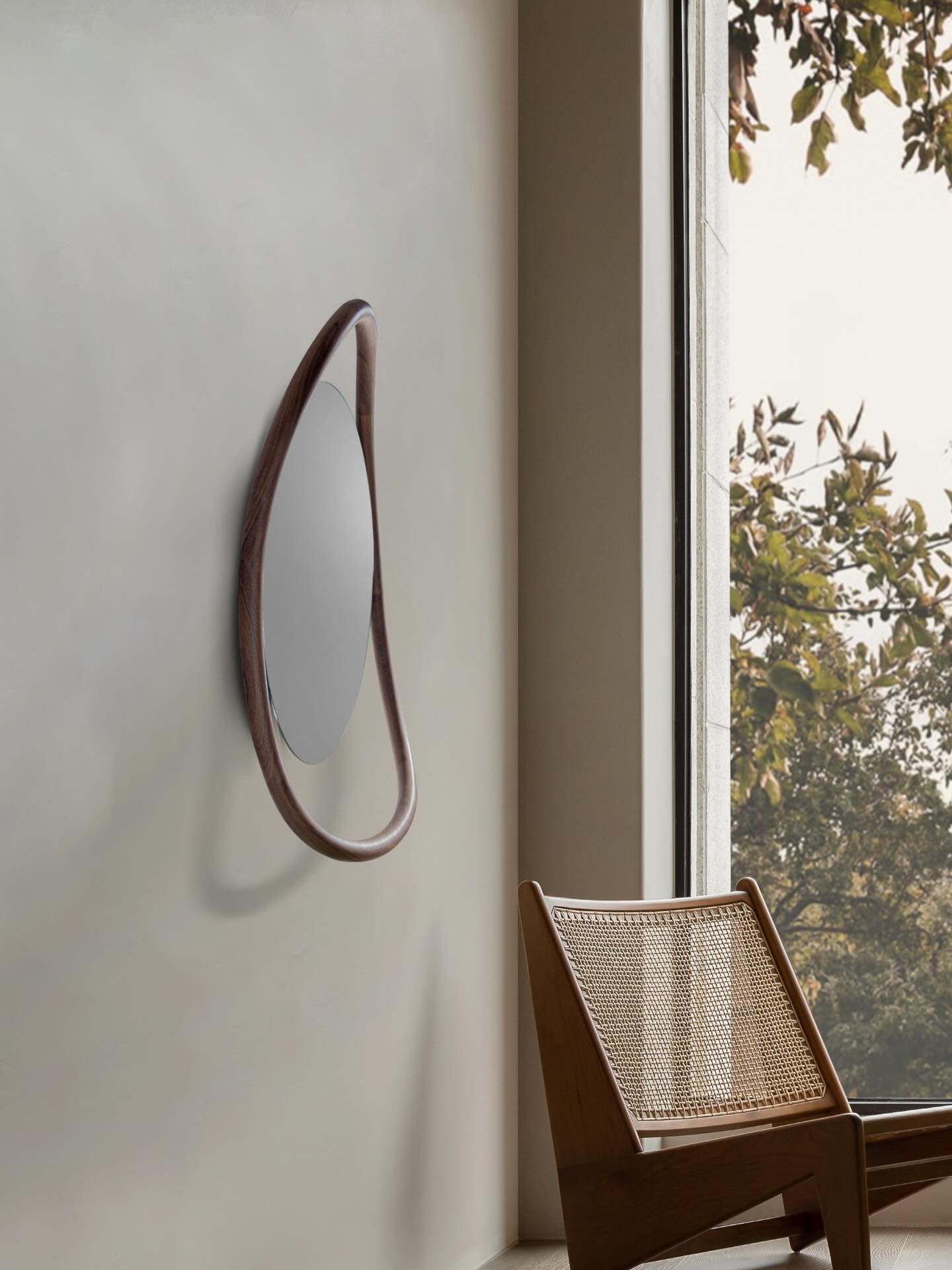 Wall Mirror UNUT light walnut wood