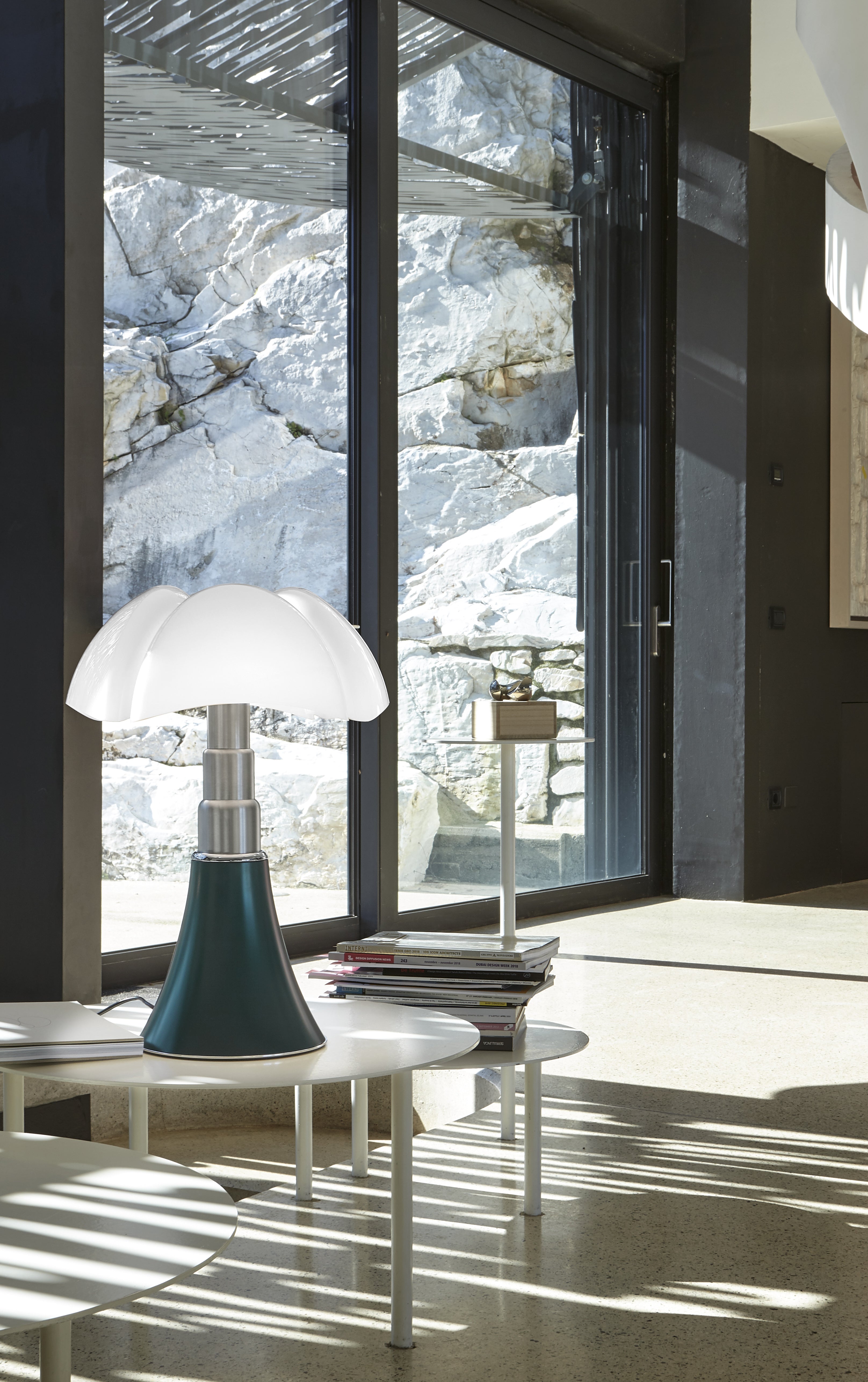 PIPISTRELLO Table Lamp with Opal Shade and Dark Green Base