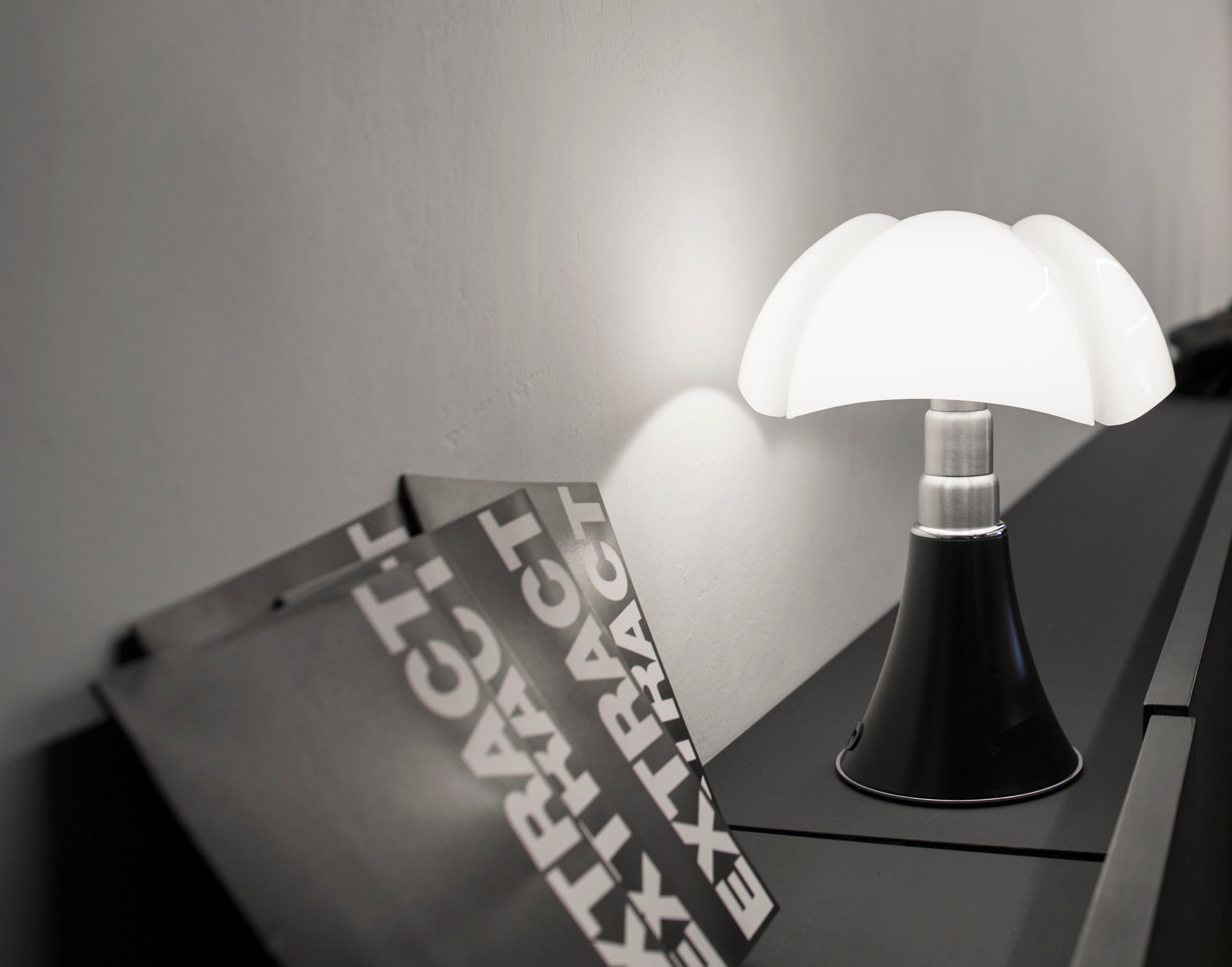 PIPISTRELLO Table Lamp with Opal Shade and Black Base