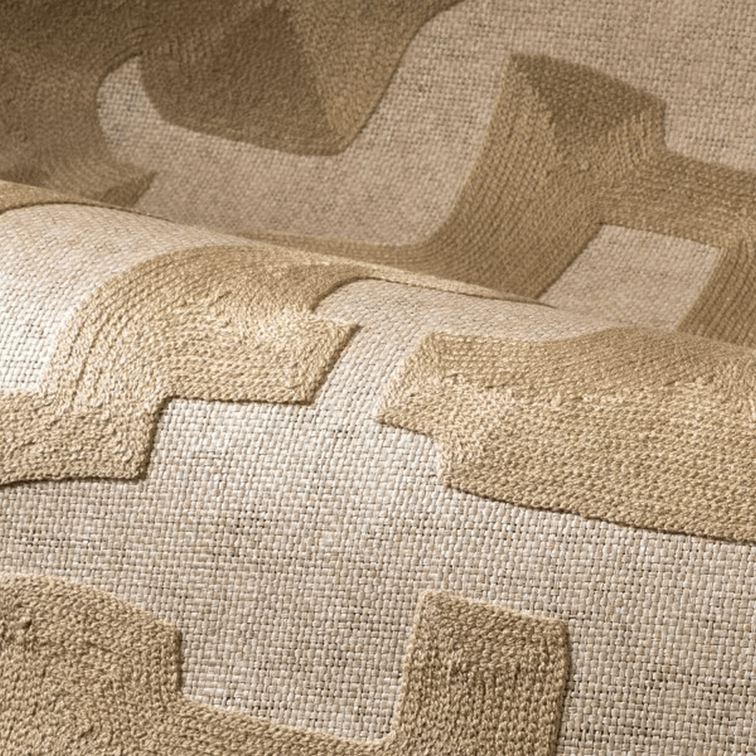 Geometrisch gemusterte Vliestapete SONATE - BEIGE MARRON GLACÉ in Beige mit Braun