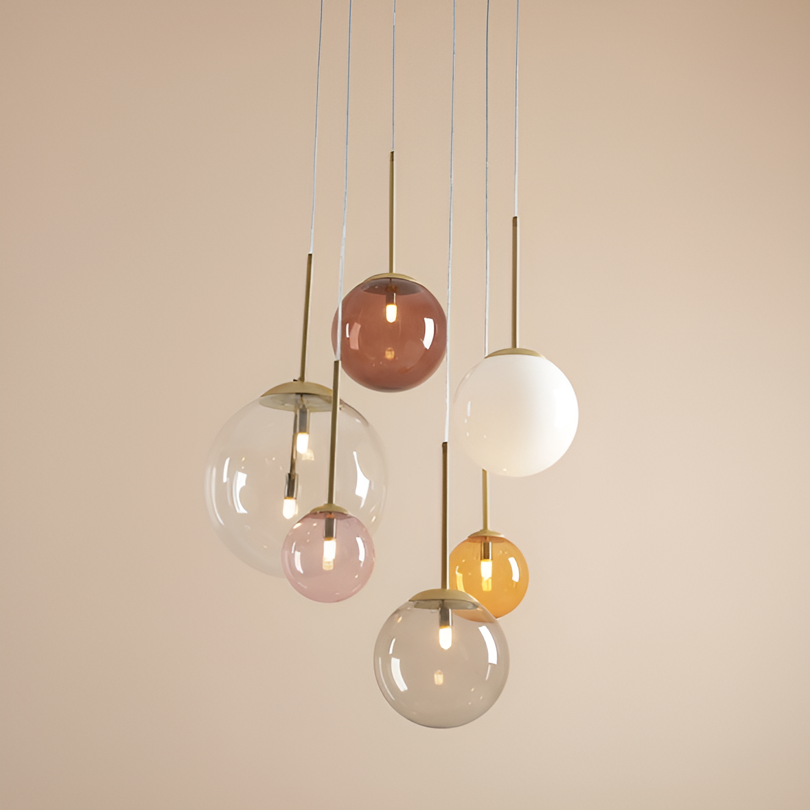 Barefoot hanging lamp colorful glass