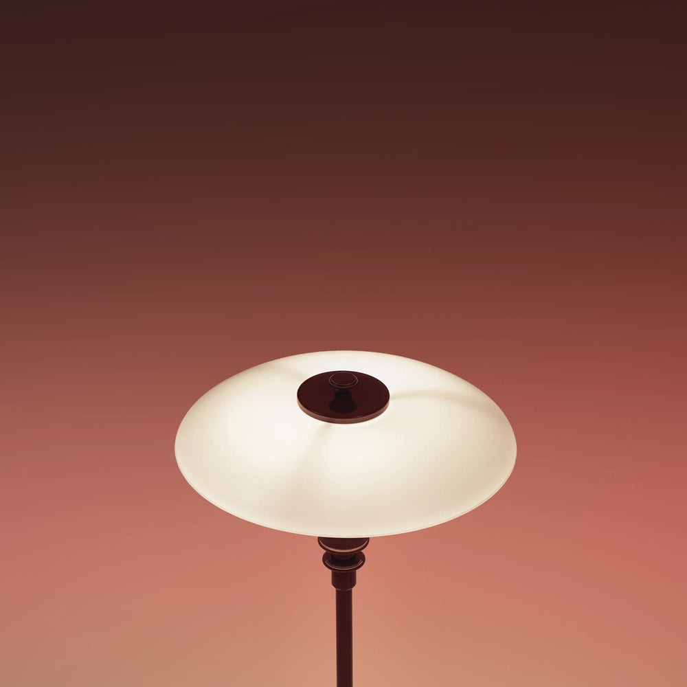 PH 2/1 table lamp in white with a burgundy base
