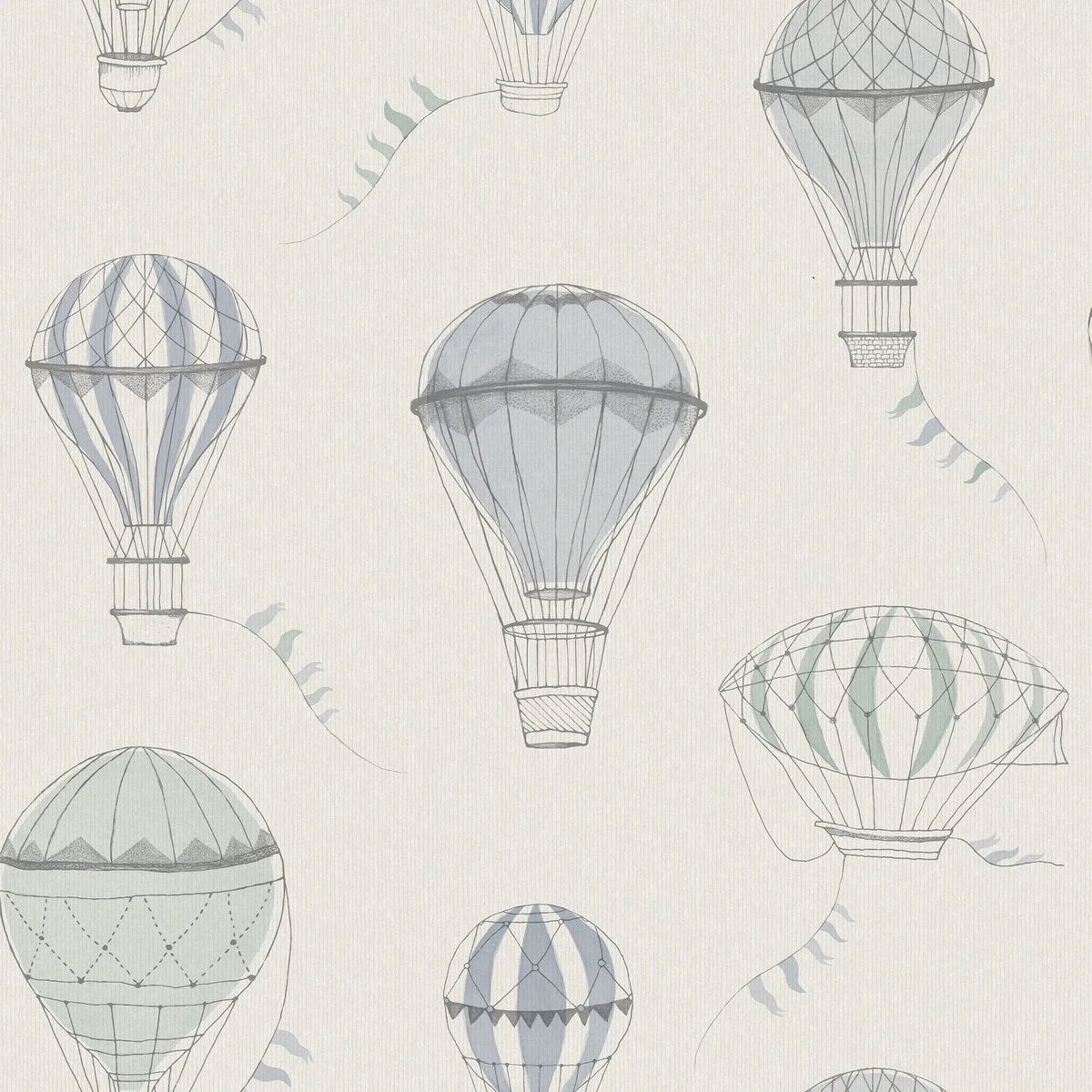 Children's Wallpaper UP IN THE SKY white with blue