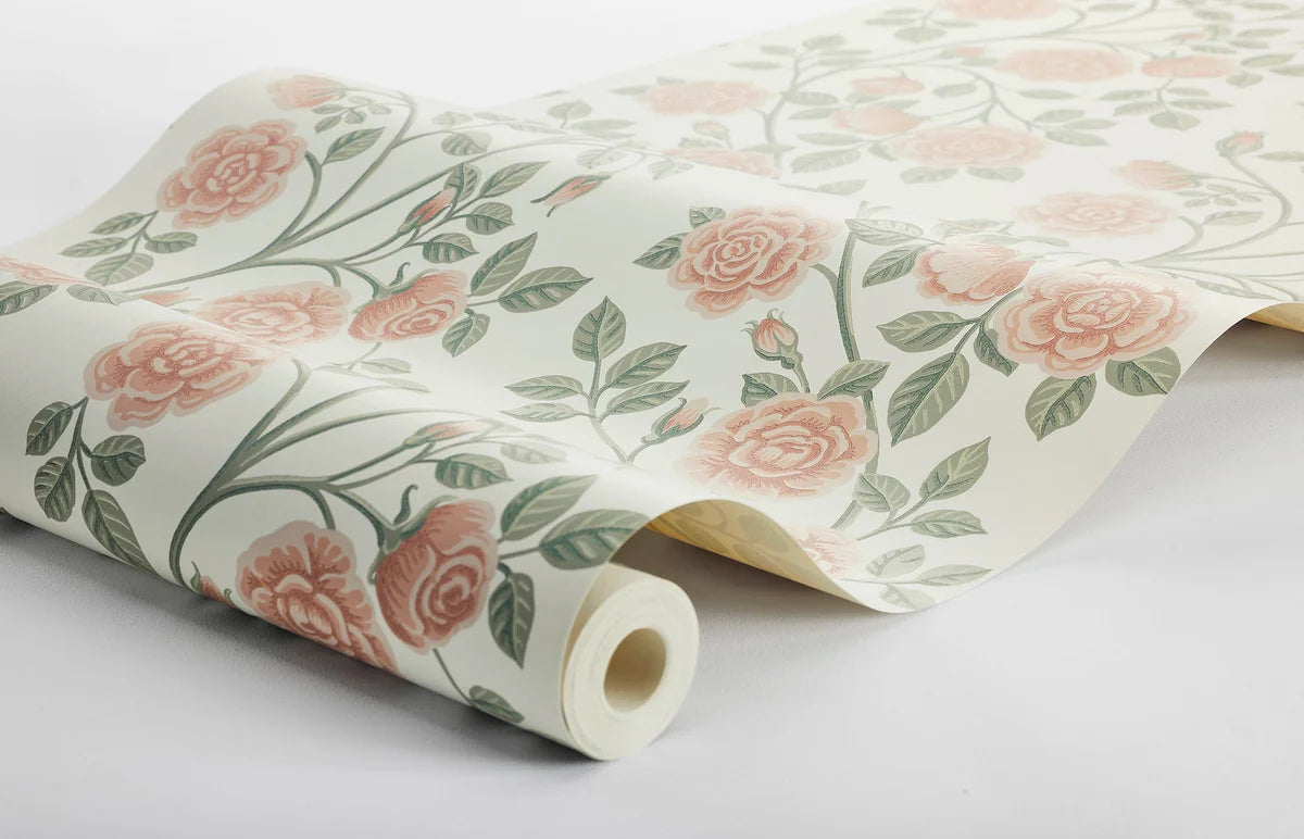 ELSA Floral Pattern Wallpaper in Beige with Pink