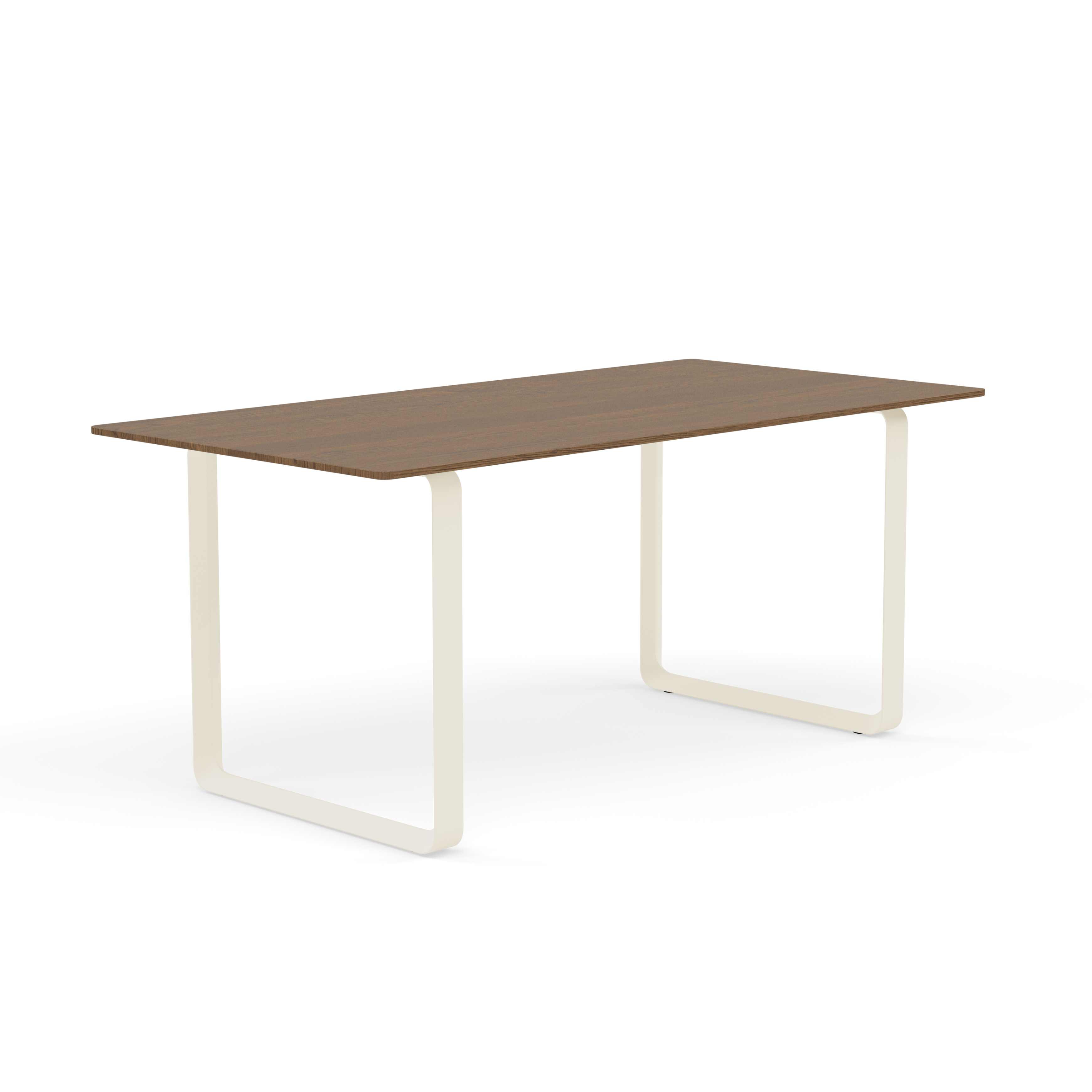 Table 70/70 dark oak wood with a sand-colored base