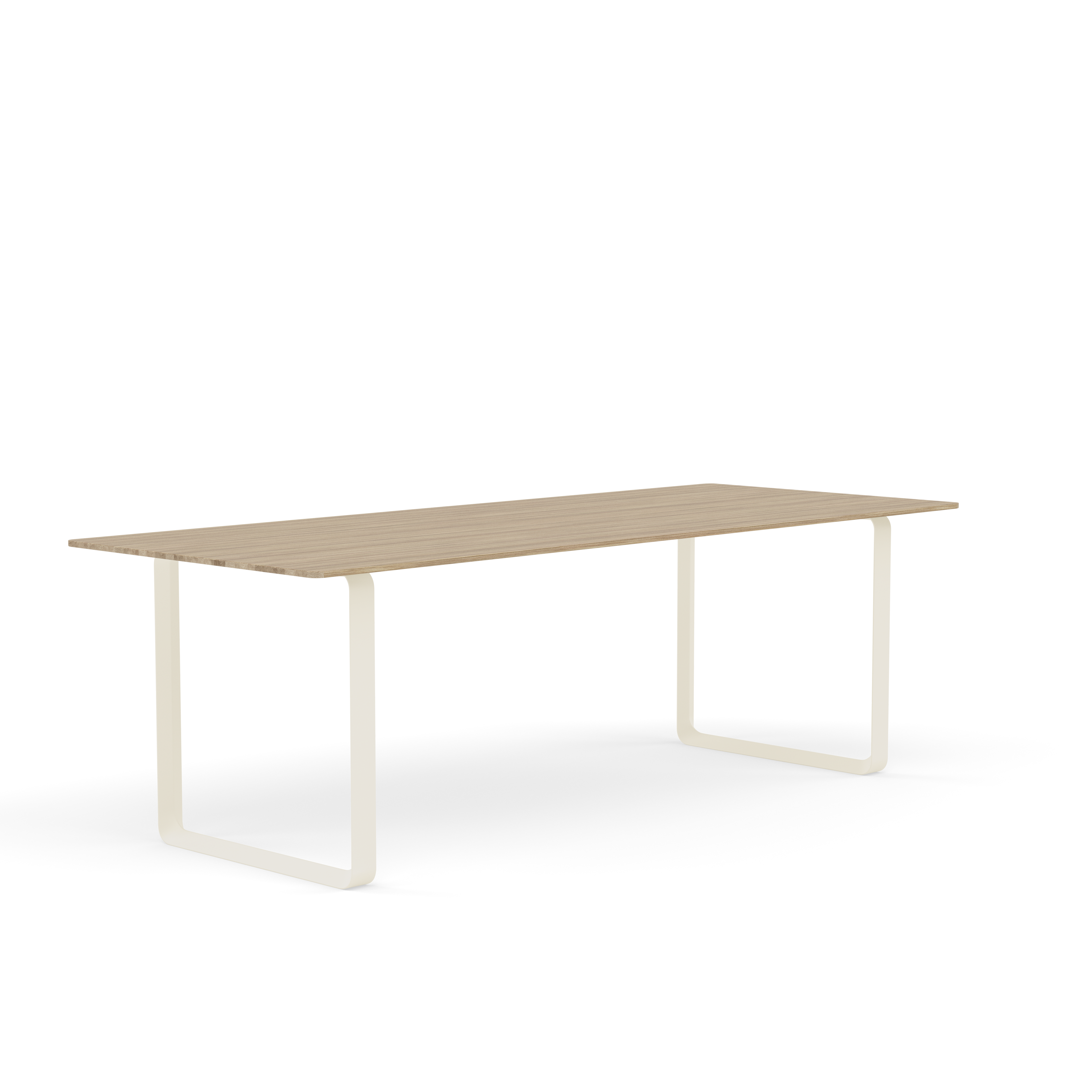 Table 70/70 oak wood with a sand-colored base