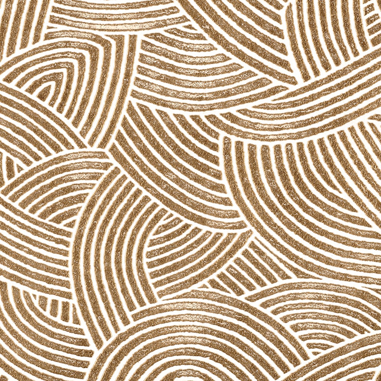 Metallic 3D Structural Wallpaper with Geometric Pattern ASSOUAN - IVORY Bone with Brown