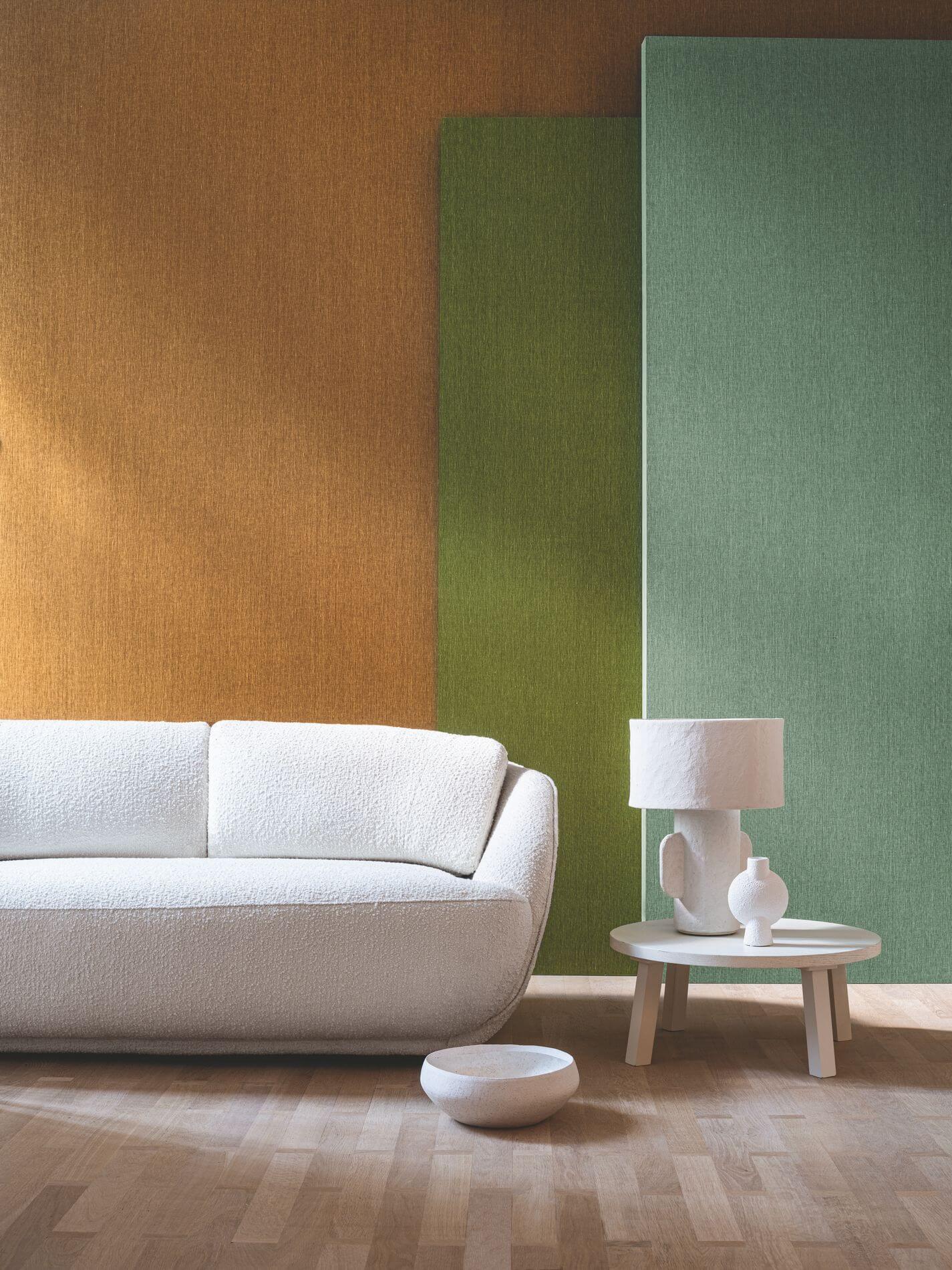 Textile structural wallpaper linen ATMOSPHERE - CELADON mint green