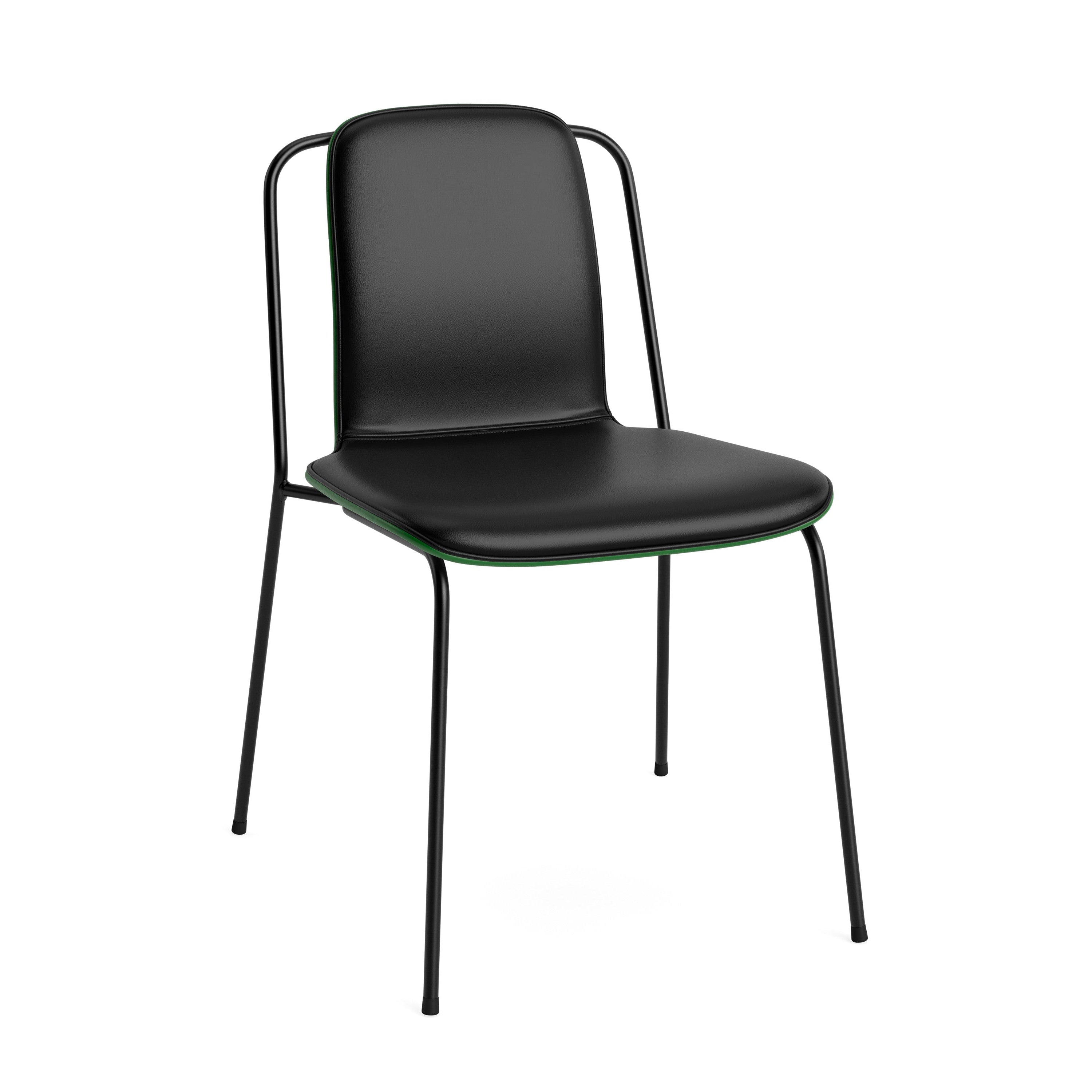 Stuhlstudio gepolsterte Front mit grünem Aschefurnier und schwarzer Basis