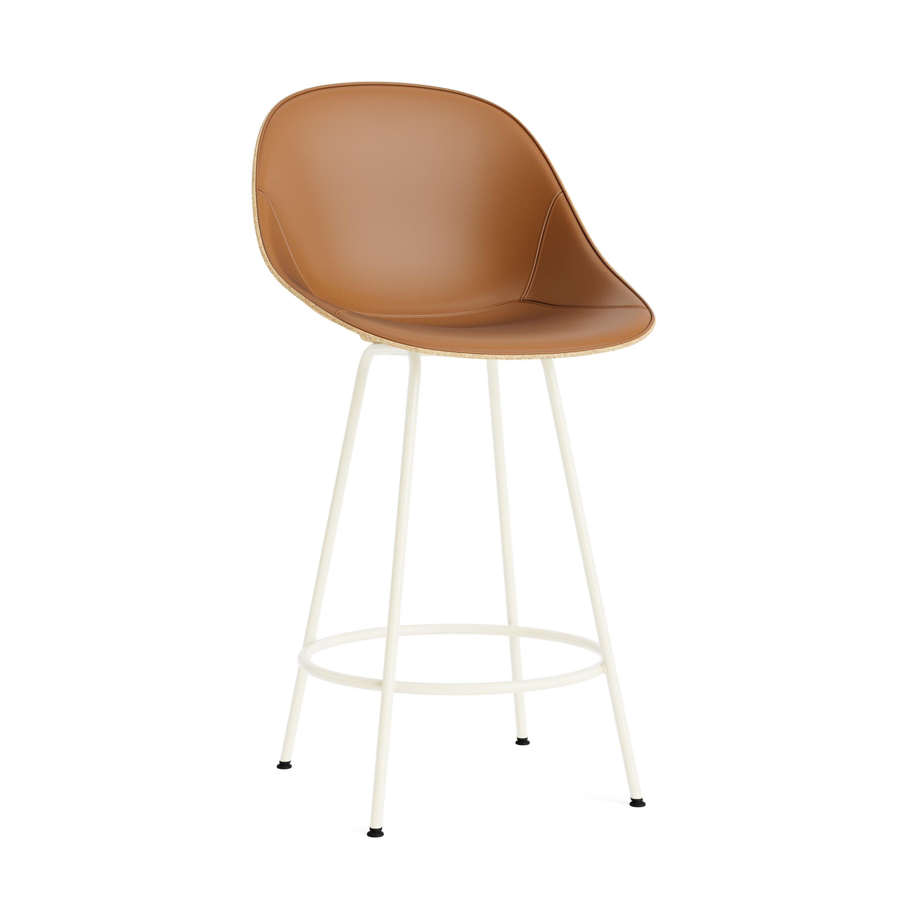 Barstuhl mit einer Rückenlehne beige Matte mit einer Cremebasis gepolstert