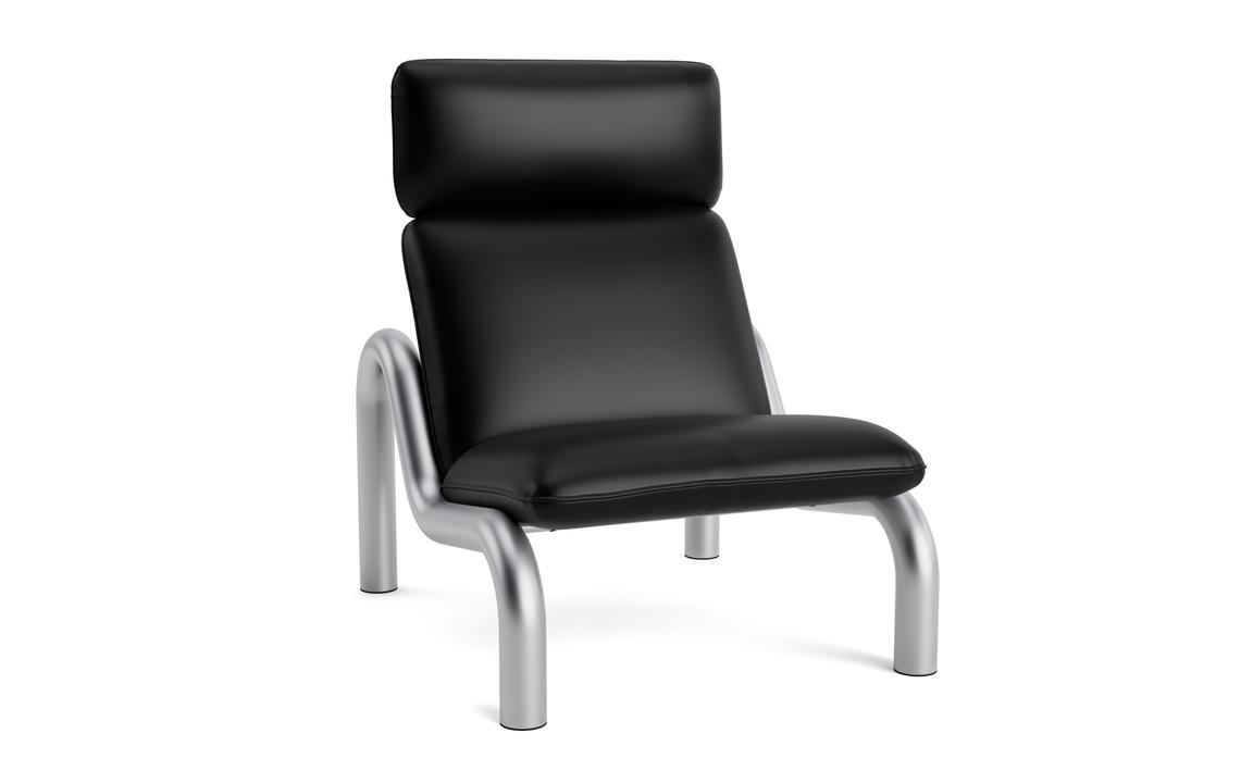 Upholstered armchair tube steel base