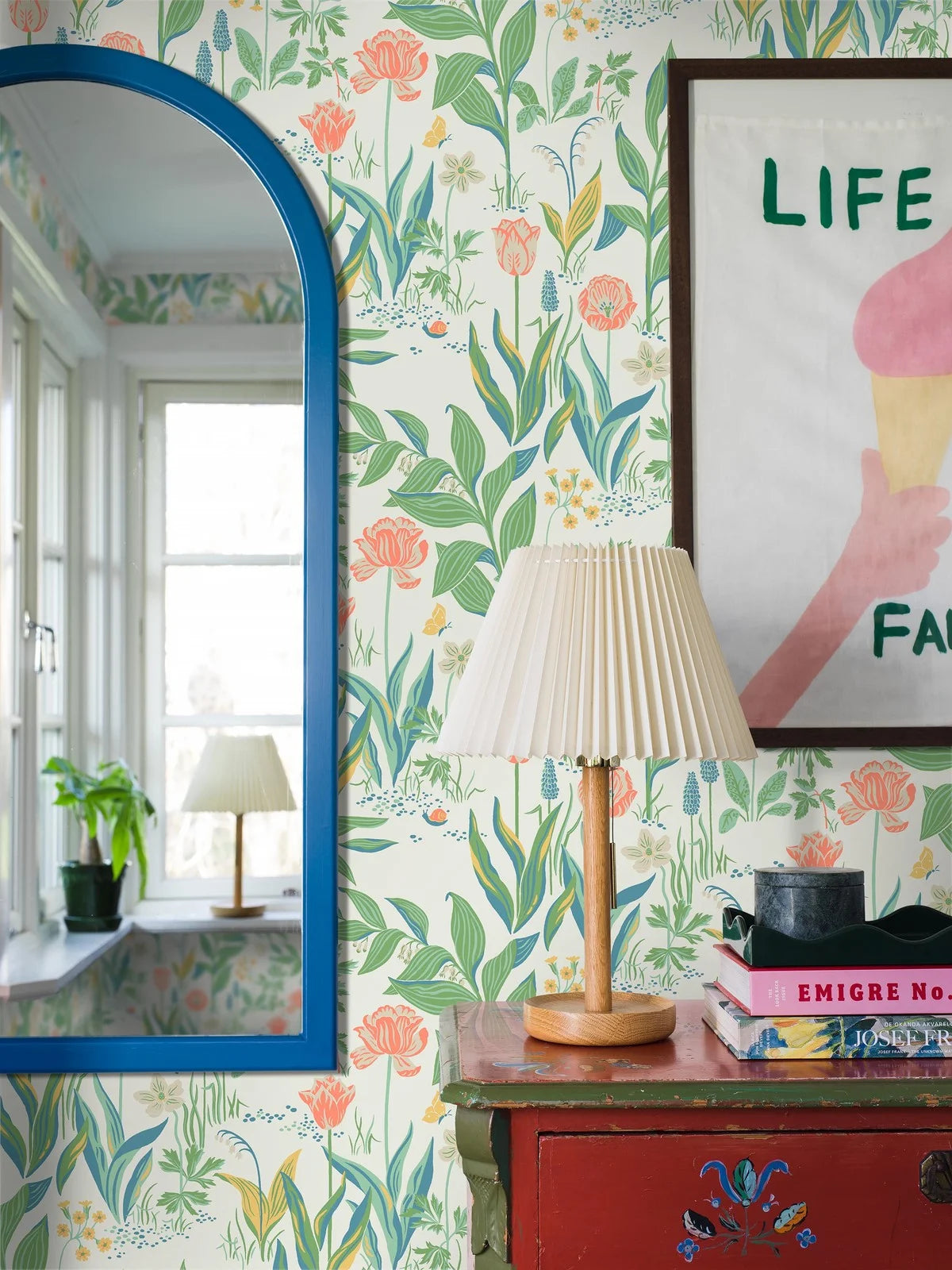 Tapete mit floralem Muster SPRING GARDEN weiß mit grün