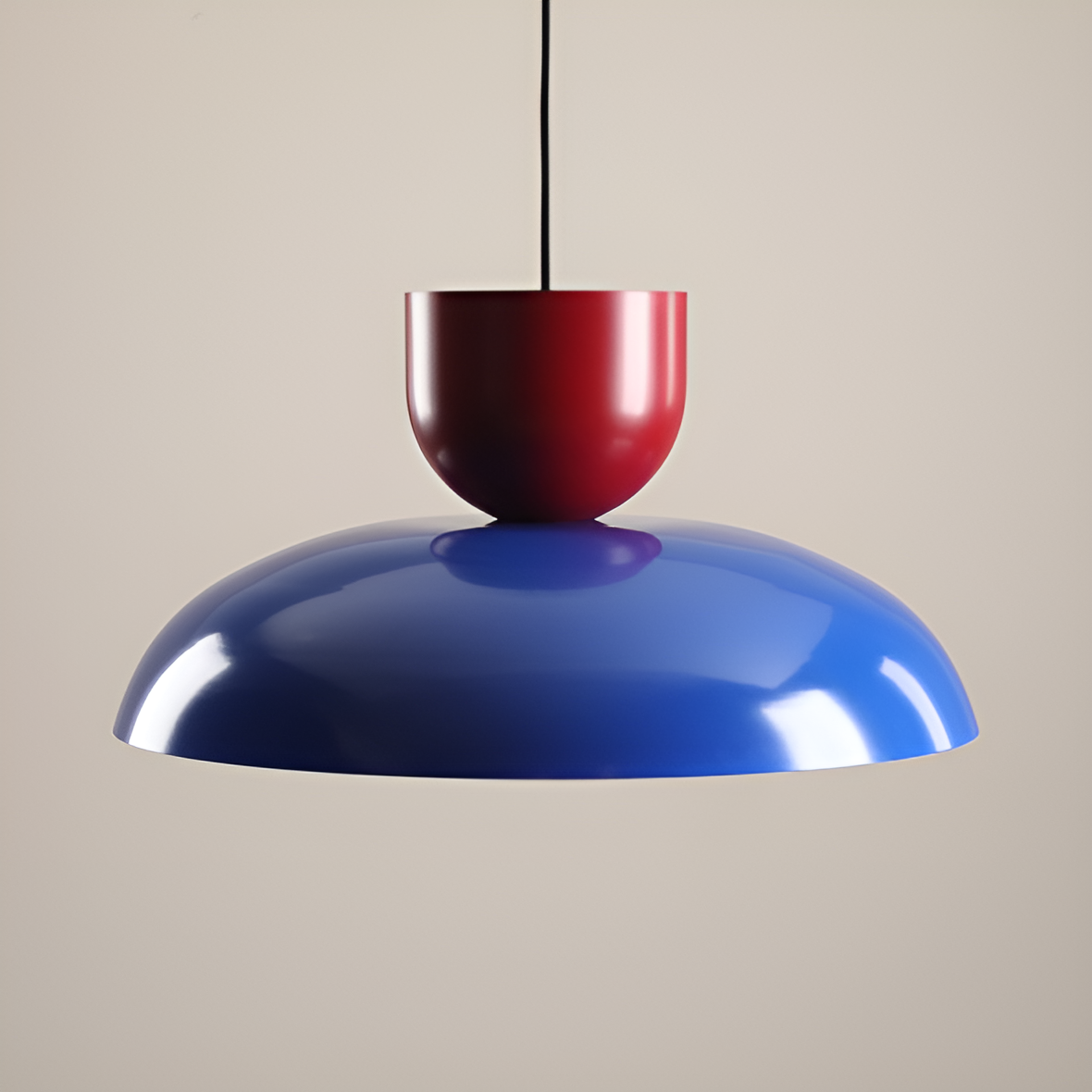 Ella blue hanging lamp with red