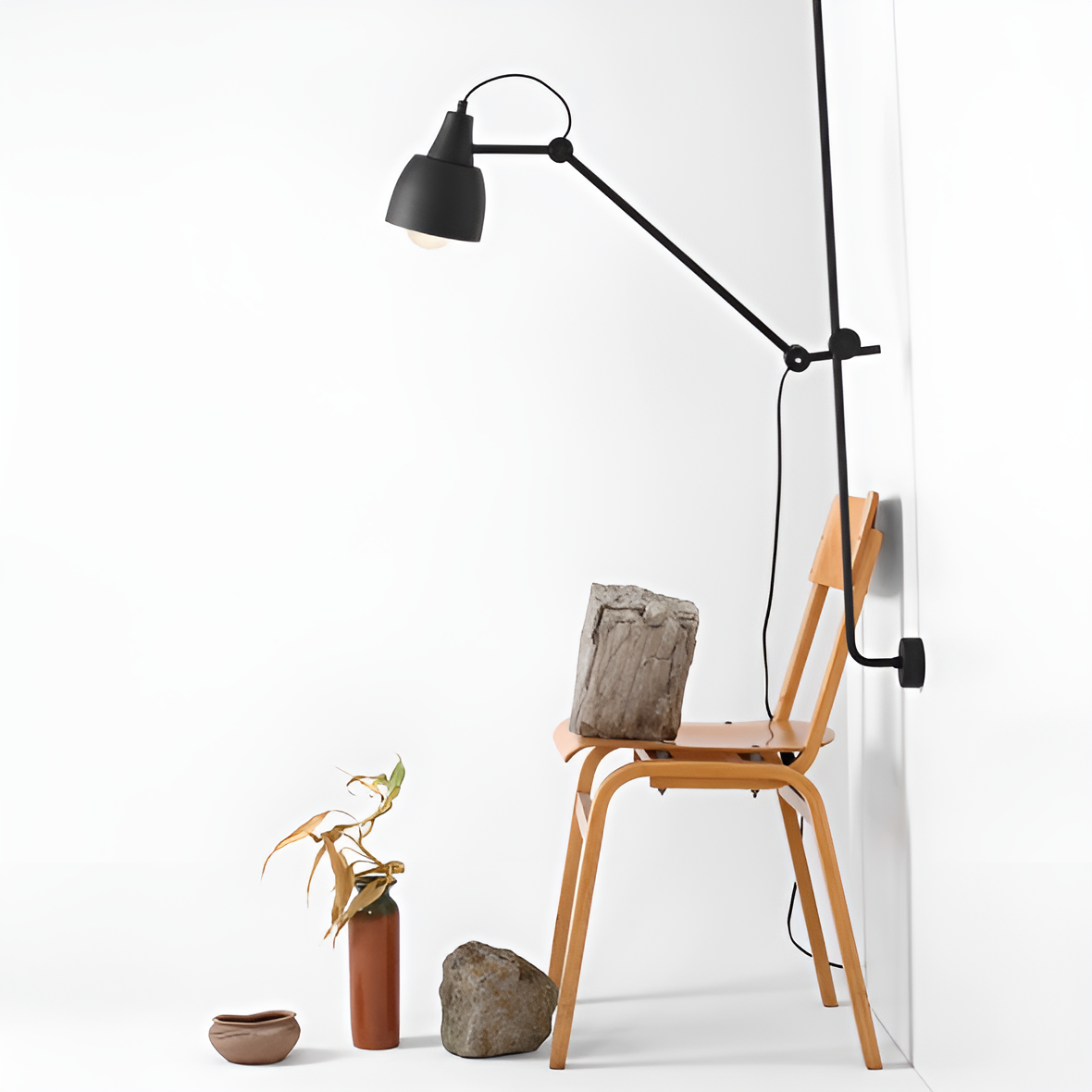 Adjustable wall lamp with arm DRON black