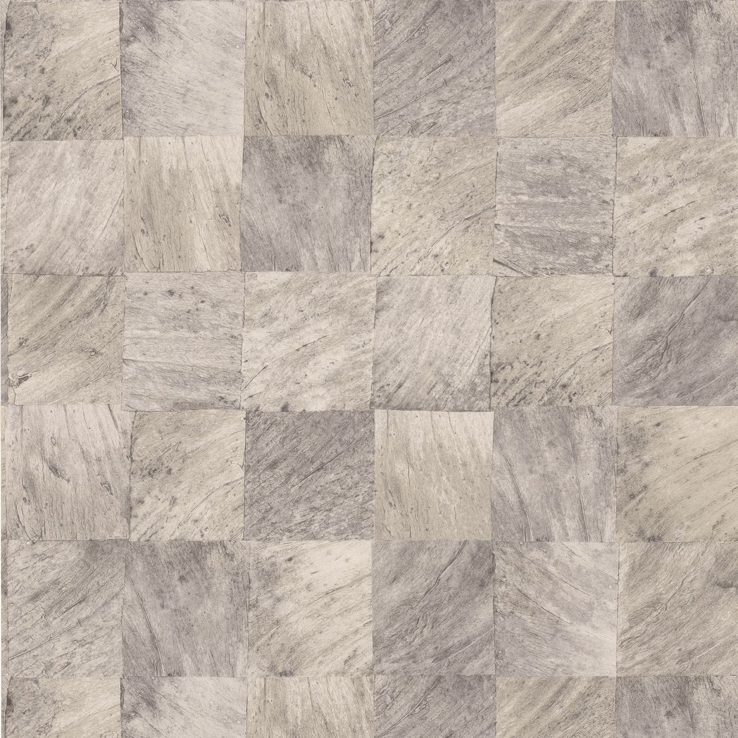 Textured wallpaper with a geometric pattern resembling wood ABALE - GRIS CENDRE warm gray