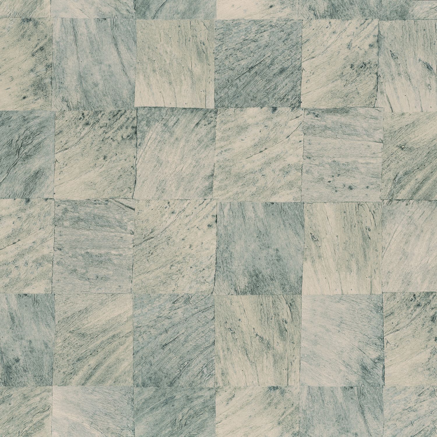 Structural wallpaper with a geometric wood-like pattern ABALE - OPALINE muted blue