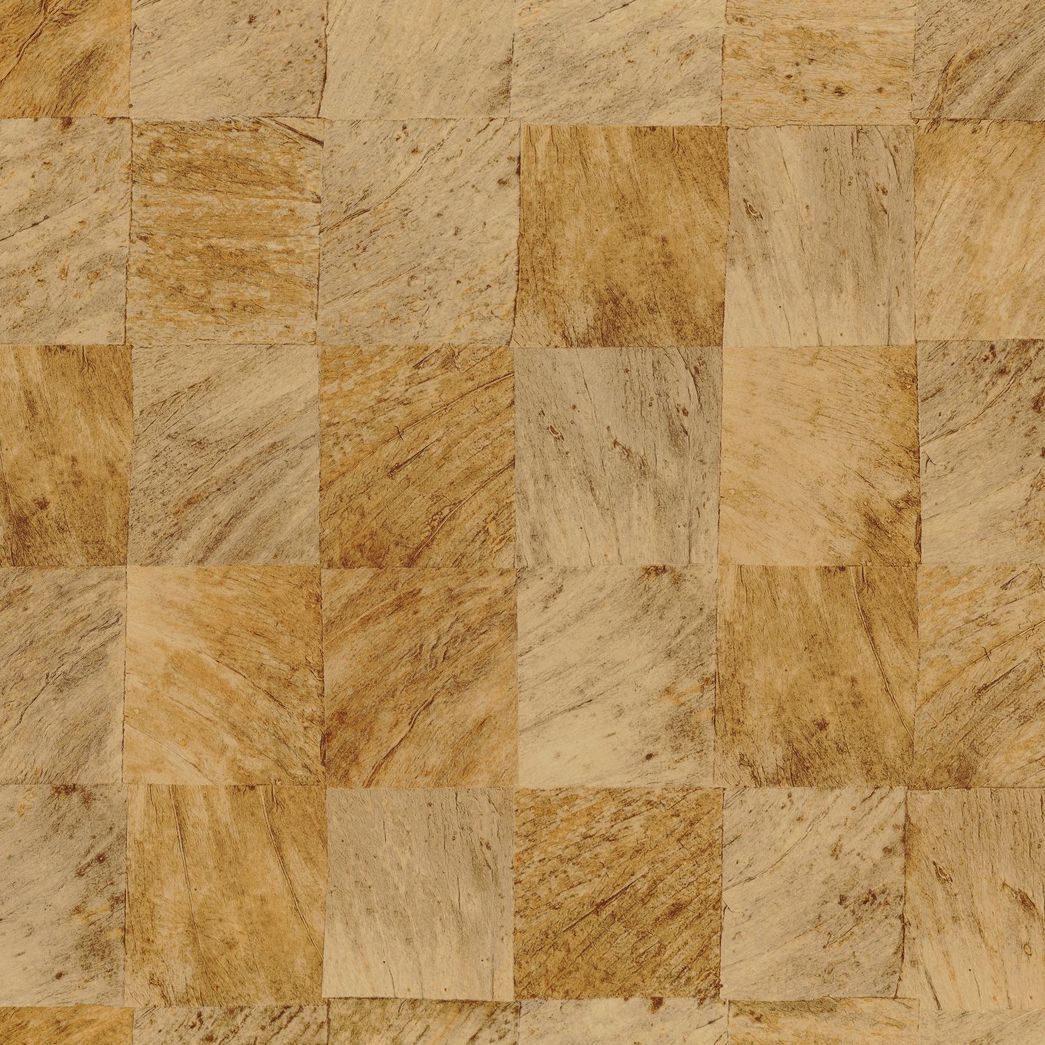 Textured wallpaper with a geometric wood-like pattern ABALE - Golden OCRE