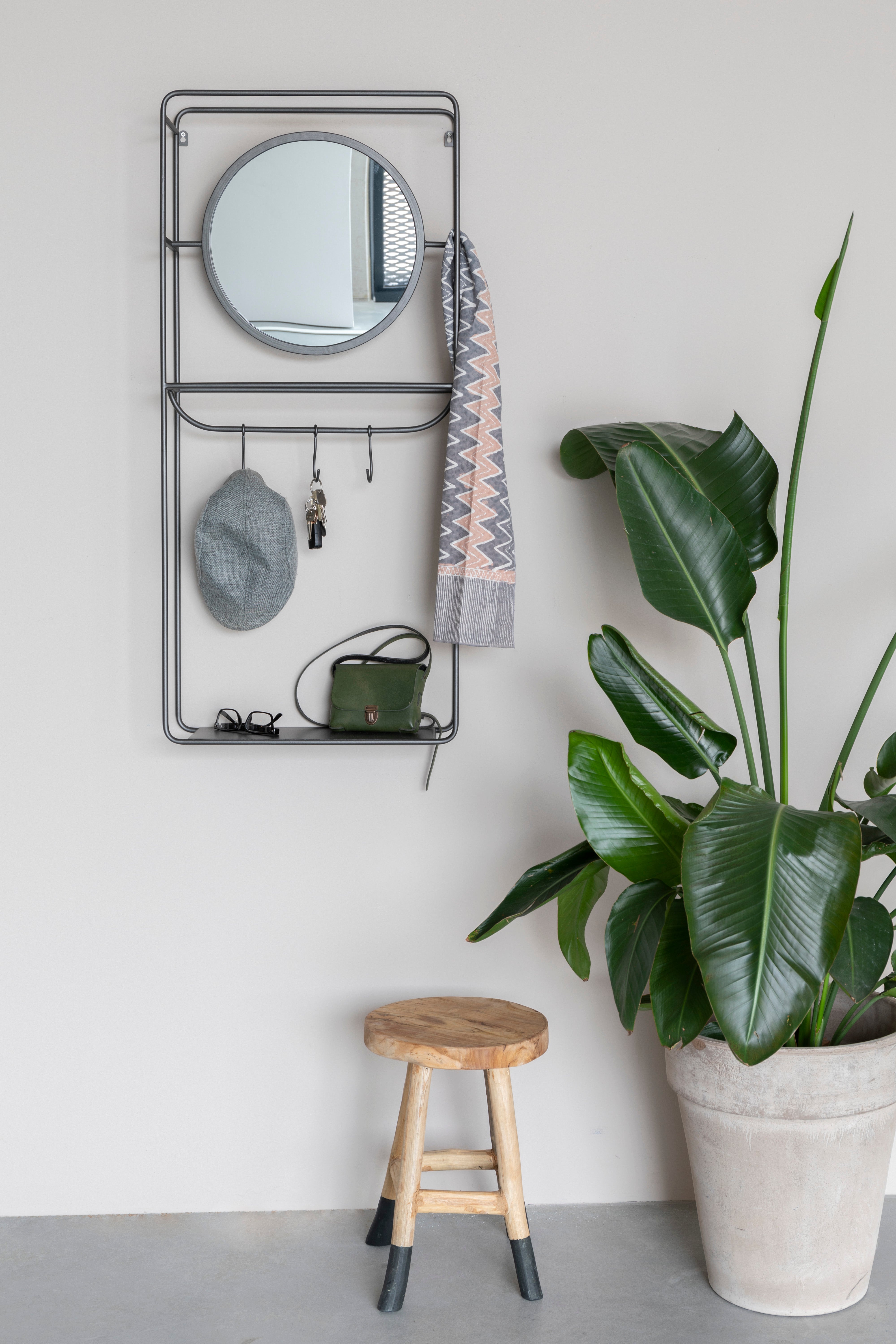 Wandgarderobe mit Spiegel DUCO schwarz