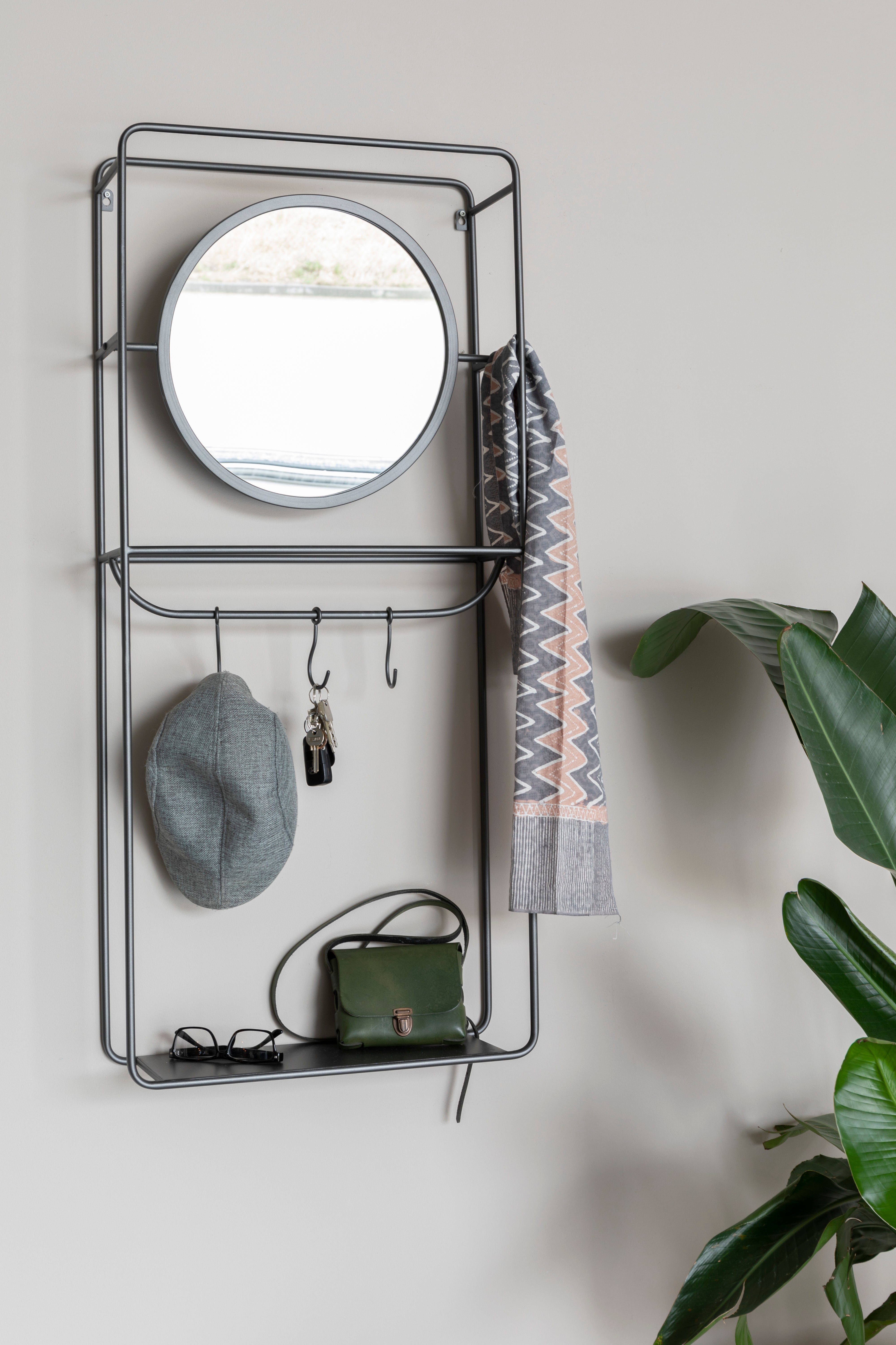Wandgarderobe mit Spiegel DUCO schwarz